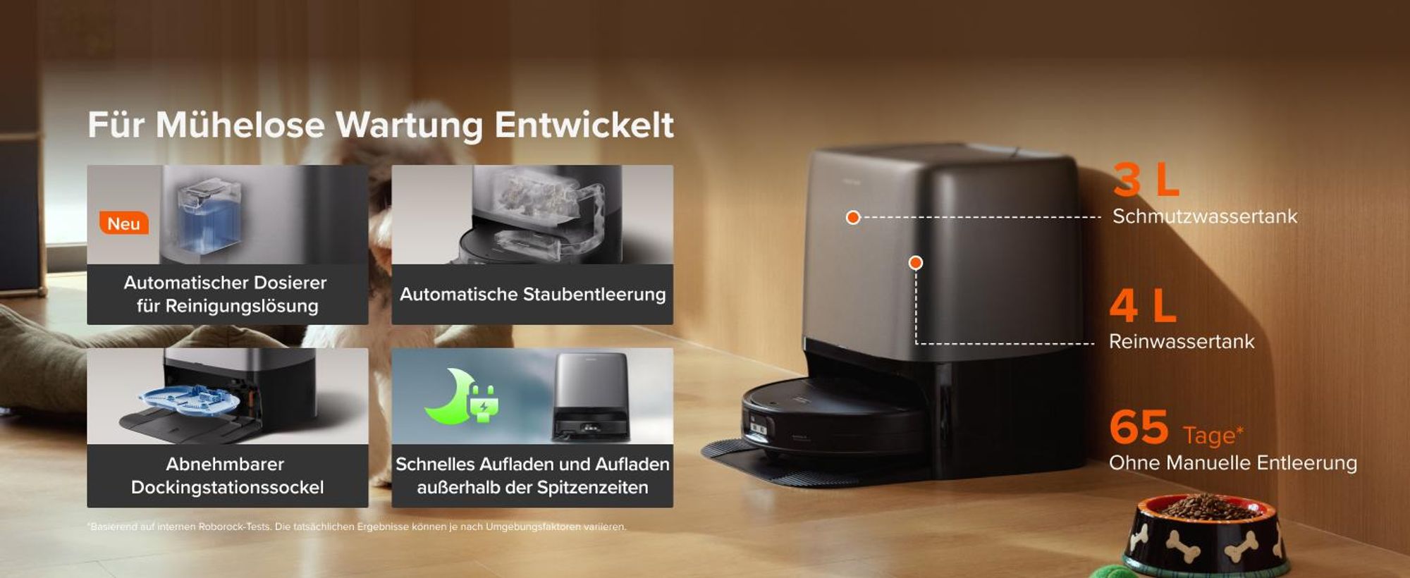 Roborock Saros 20 Neo Set Saugroboter mit Wischfunktion, 36.000 Pa Saugkraft Dual Zero-Tangle-System, FlexiArm Technologie 100°C Heißwasser-Moppwäsche