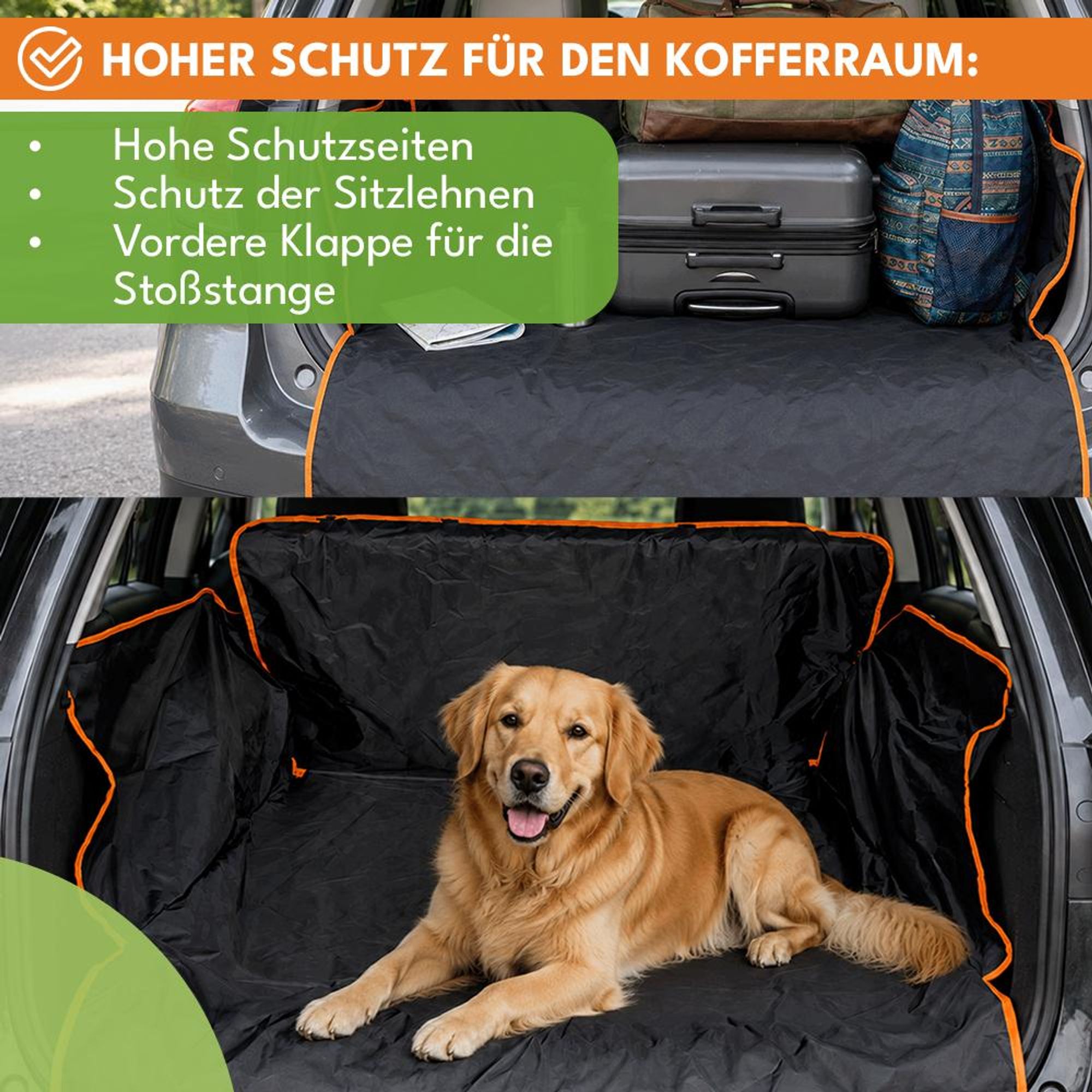 KRUMAD Kofferraumschutzmatte Hund 180x170 cm, Kofferraum Schutzdecke mit Seitenschutz, Autoschutzmatte für Hunde, Gepäck und Transport