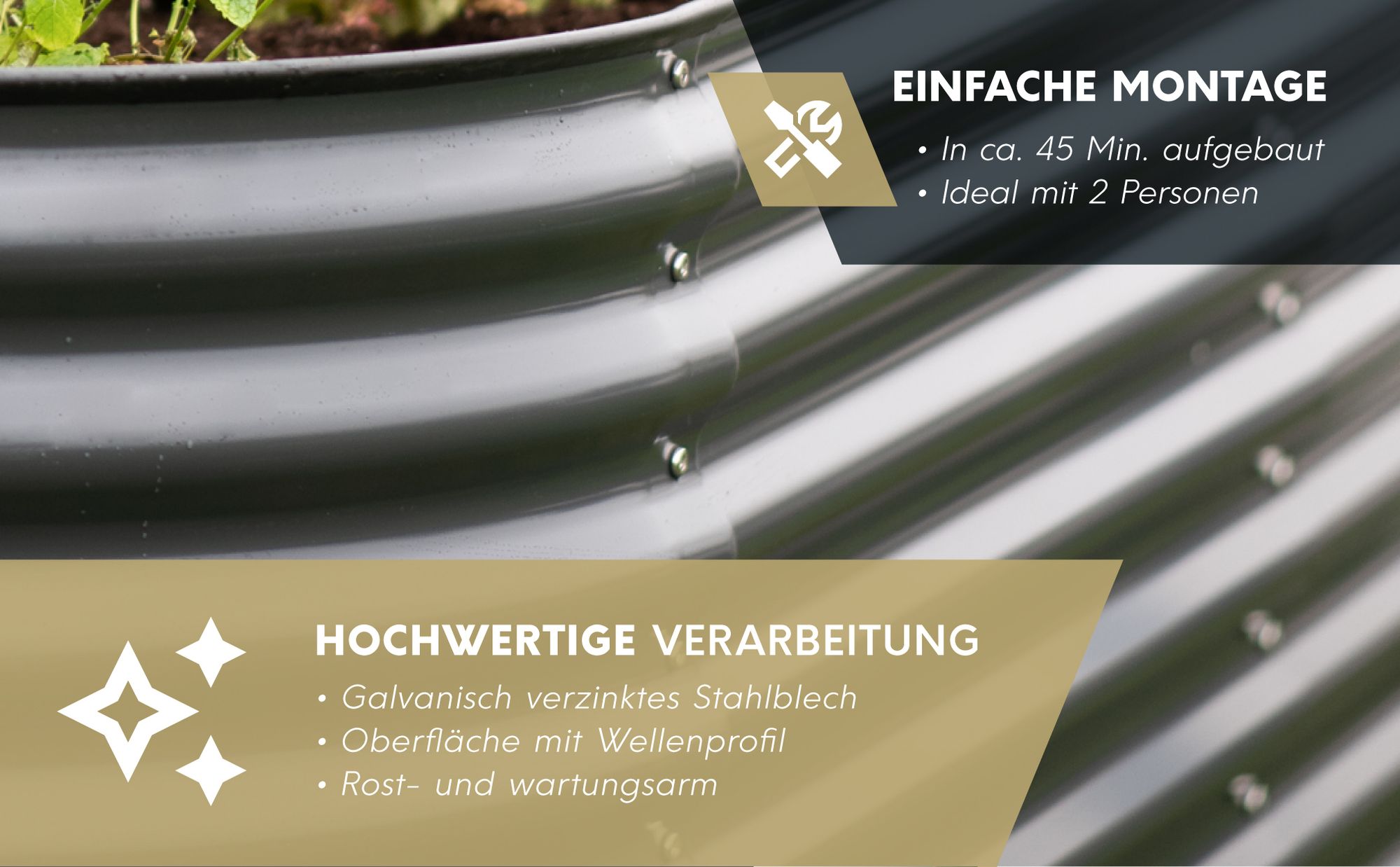 Westmann Grow Faster M Metall Hochbeet aus Wellblech Silber