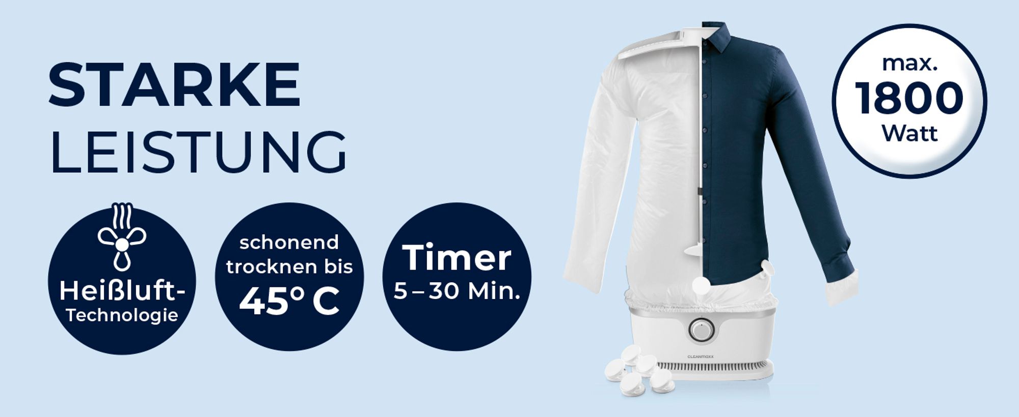 CLEANmaxx automatischer Hemdenbügler Dampffunktion Innovativ Bügler Hemden & Blusen Wäschetrockner Bügeleisen 2 Programme Touch Display  Bügelsystem
