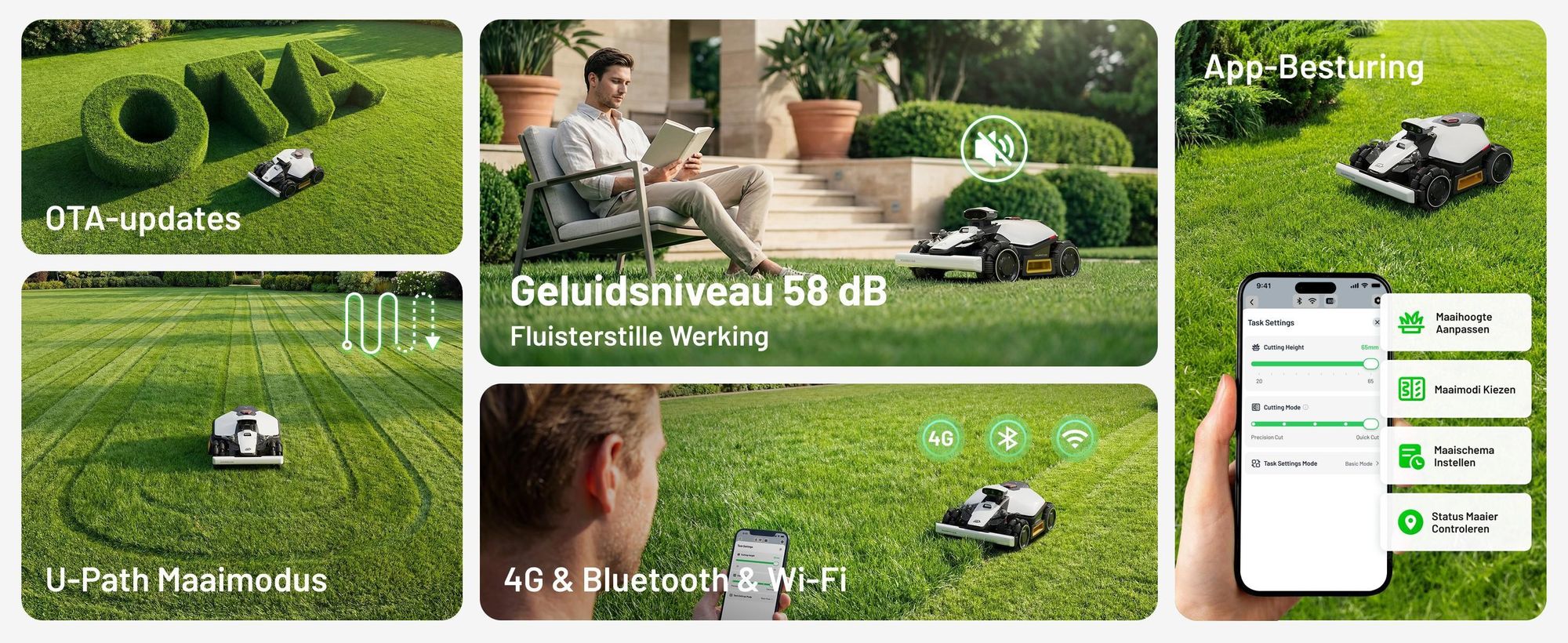 Robotmaaier Mammotion LUBA Mini 2 AWD 1000 met garage en wasstandaard, zonder kabels, 1000m², maait langs de randen, DropMow, auto-kaartgeneratie, APP