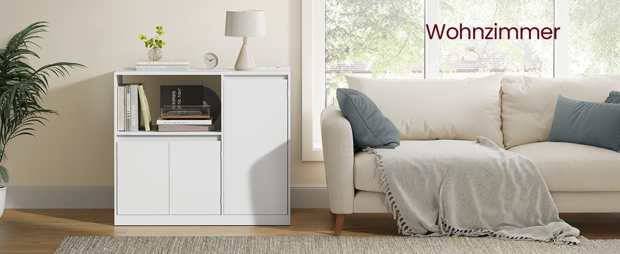 VASAGLE Mehrzweckschrank, Küchenregal, mit Türen, verstellbaren Einlegeböden, 40 x 90 x 90 cm, weiß