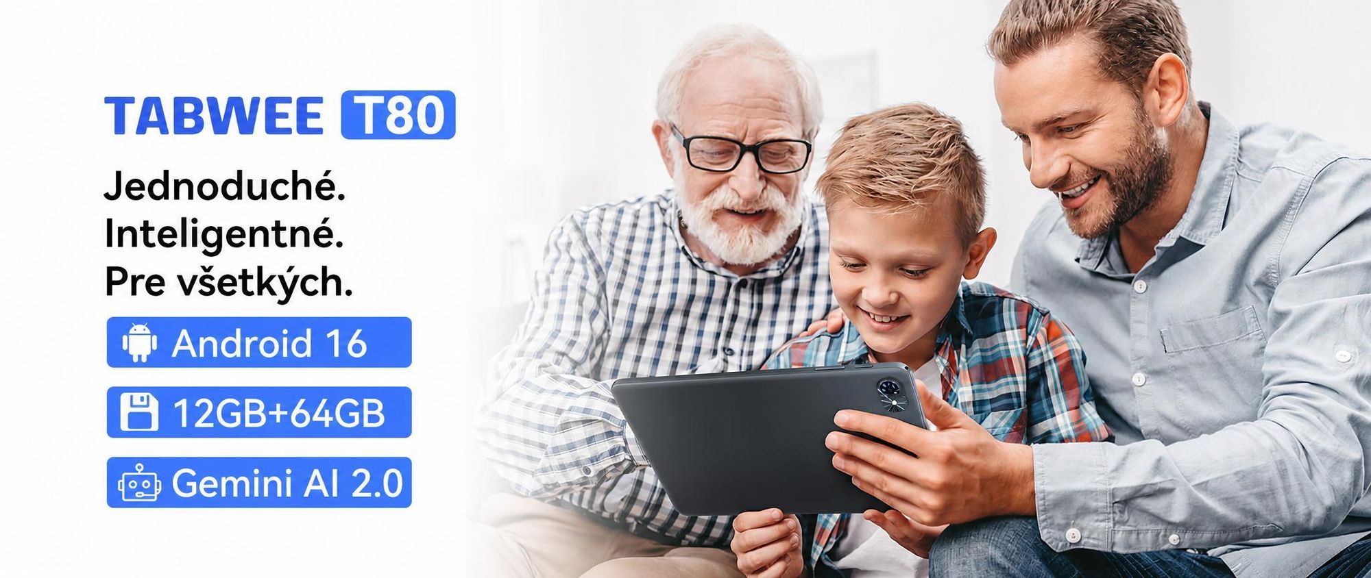 TABWEE T80 Tablet 10 palcov, Android 15, 64GB ROM, 1280 x 800 pixelov, 6000mAh batéria, 5MP kamera, 5G WiFi, Bluetooth, Gemini AI Tablet