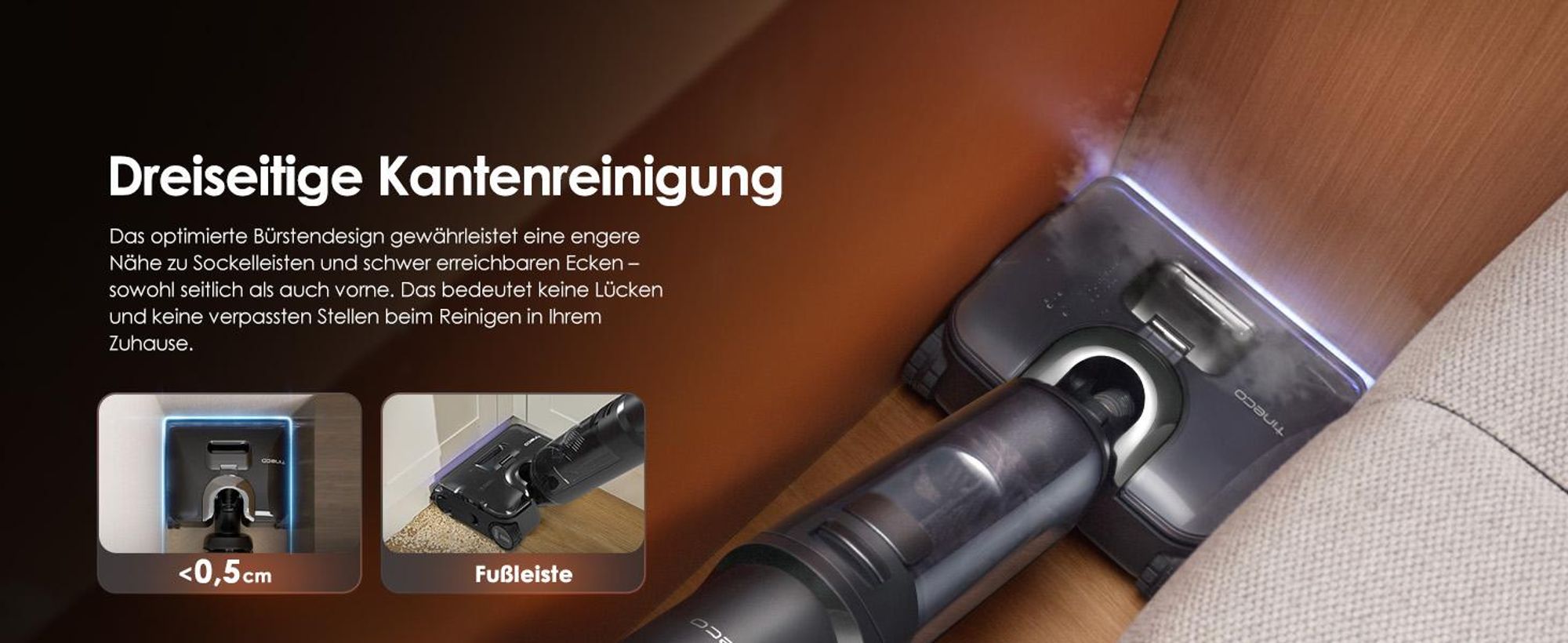 Dreiseitige Kantenreinigung