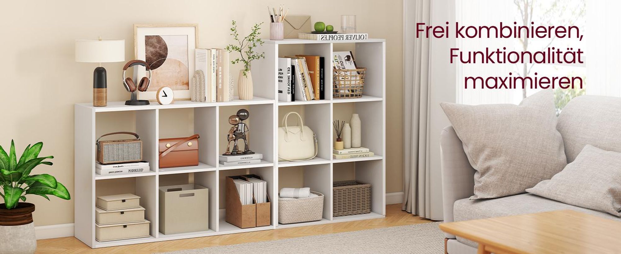 VASAGLE Standregal mit offenen Fächern, 3 Ebenen Würfelregal, Bücherregal für Wohnzimmer, Schlafzimmer, Homeoffice, weiß