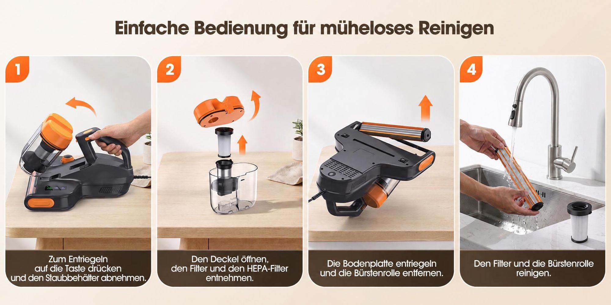 Lubluelu CM209 Milbensauger Handstaubsauger für Matratzen 16 kPa, 450 W LED-Staubsensor, 80 °C Warmluft, UV-C-Licht, 65.000 Schläge/min & HEPA-Filter