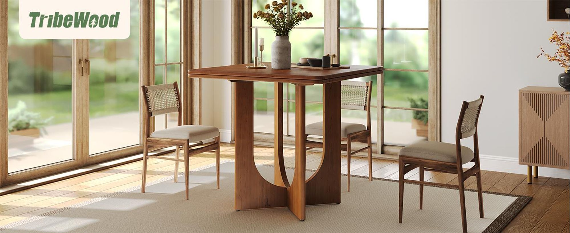 Tribesigns Esstisch,  aus Holz für 2-4 Personen, 80 cm, kleiner Esstisch für Esszimmer, Küche, kleine Räume, vintagebraun