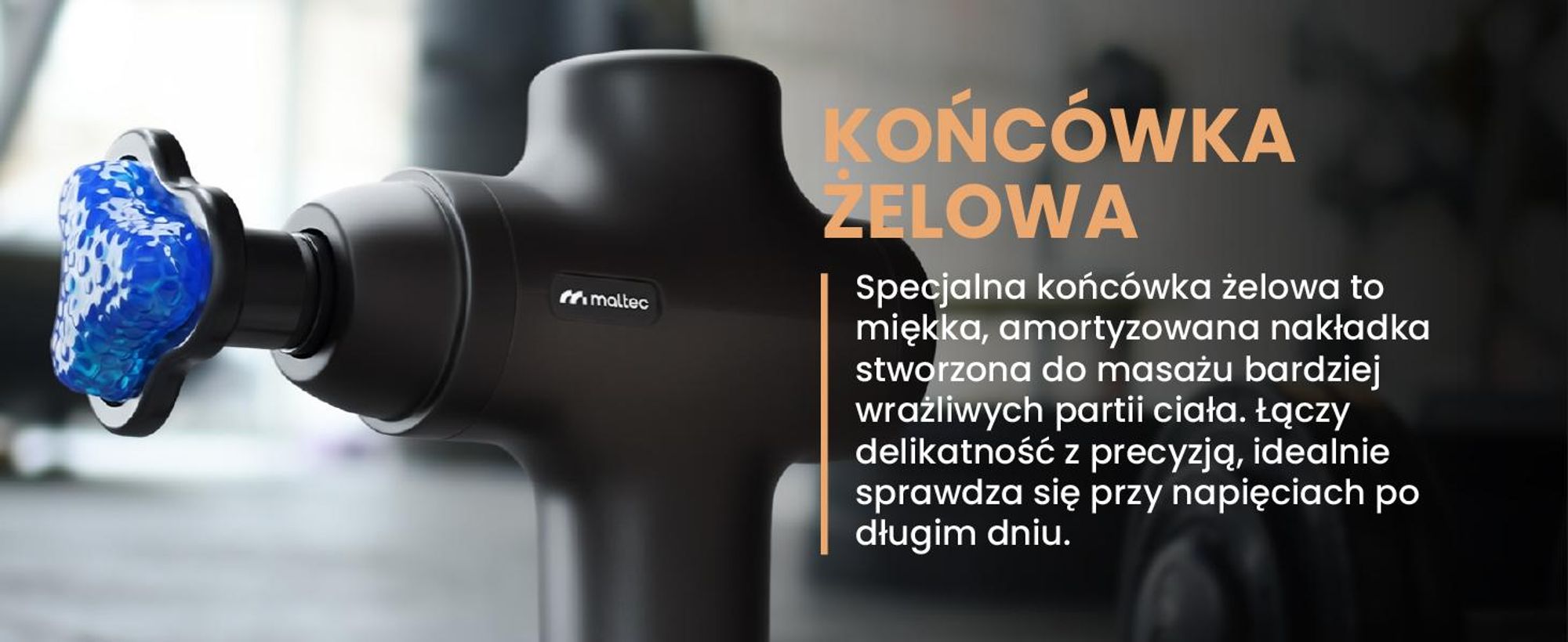 Pistolet do masażu, urządzenie masujące z żelową końcówką