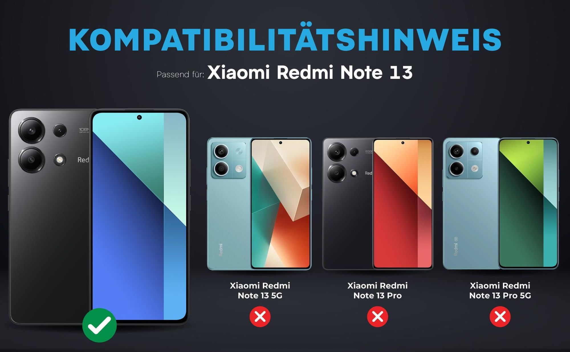Kompatibilitätshinweise Kameraglas für Xiaomi Redmi Note 13