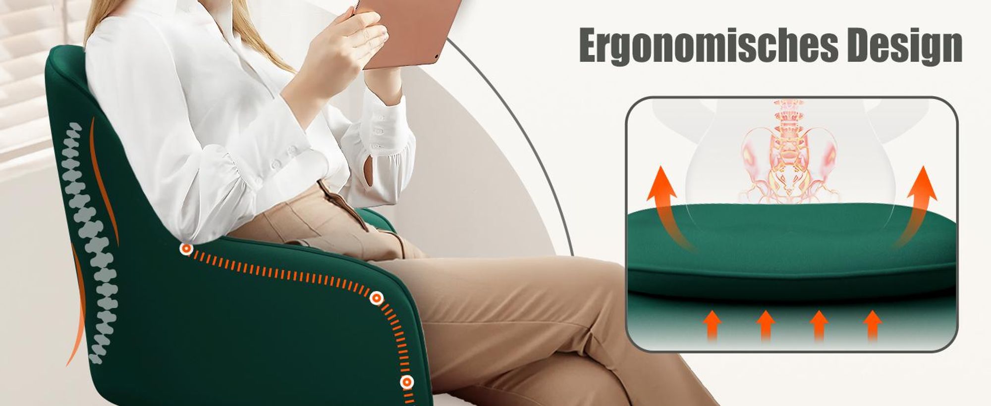 Portreen Bürostuhl, Drehstuhl,Homeoffice Stuhl,Schreibtischstuhl, bürostuhl ergonomisch, Chefsessel 150kg,Drehstuhl mit Rollen,Stuhl für Schminktisch