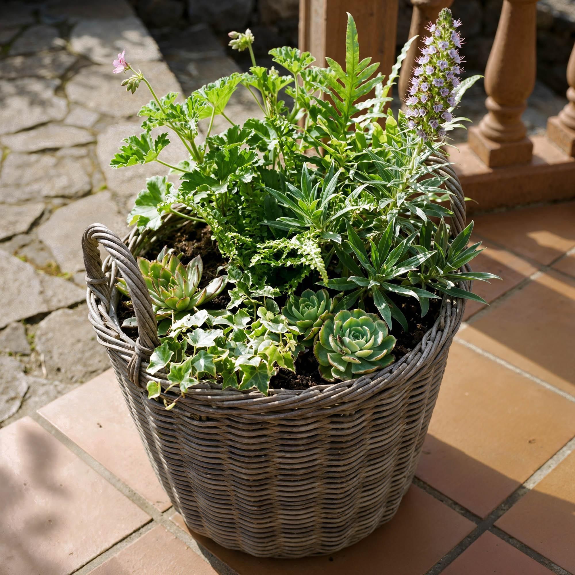 di volio Pflanzkübel Set ANZIA – 3 runde Blumenkörbe aus Polyrattan mit Griffen und Folie, wetterfeste Rattan Blumentöpfe für Außen (Braun)