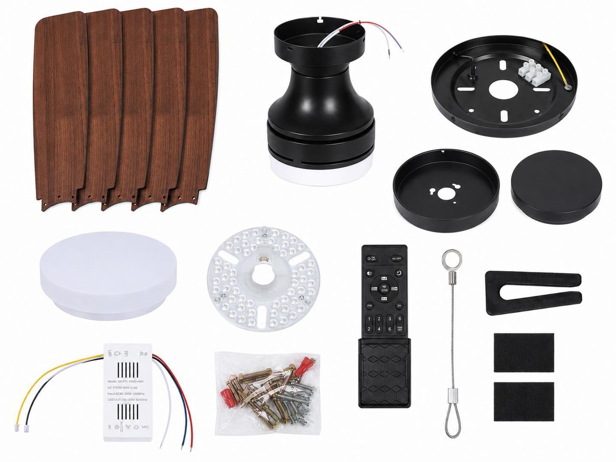 Deckenventilator mit Beleuchtung Schwarz Ø106cm H22cm 40W DC Motor 18W LED APP Fernbedienung Dimmbar 5 Wendbare Flügel für Schlafzimmer Wohnzimmer