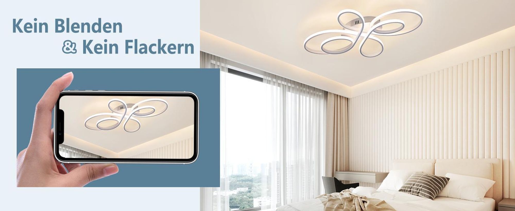 ZMH LED Deckenleuchte Weiß Deckenlampe Dimmbar mit Fernbedienung 65W 66CM Deckenleuchten für Wohnzimmer Schlafzimmer Esszimmer Büro Küche