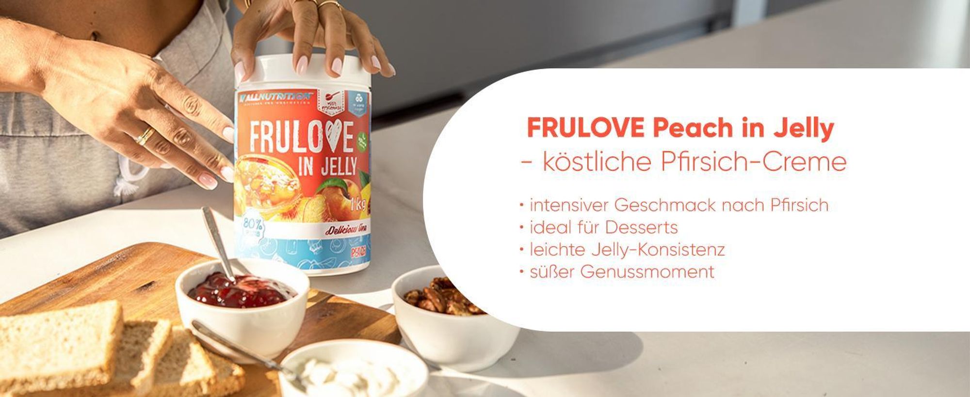 ALLNUTRITION FRULOVE In Jelly Peach 1000g Marmelade Früchte Pfirsich