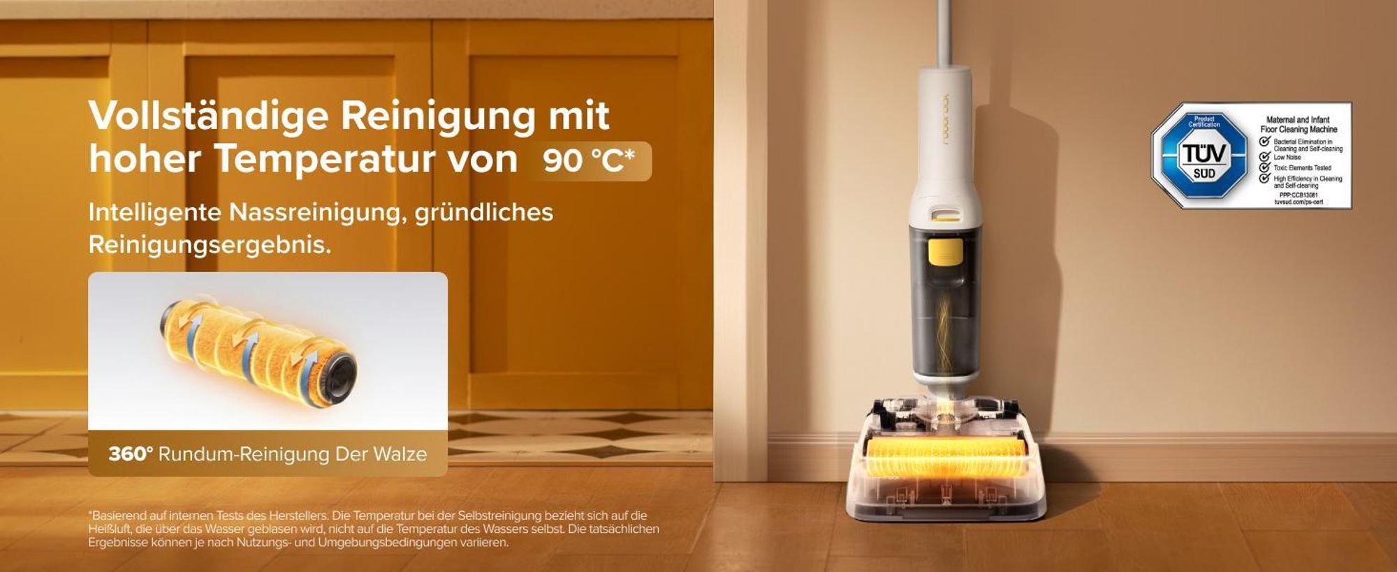 Roborock F25 GT Gen 2 Set Nass und Trockensauger, 20000 Pa, Jawscrapers Anti-Verwicklung, 90℃ Hochtemperatur-Selbstreinigung, 70°-Schwenkwinkel-Design