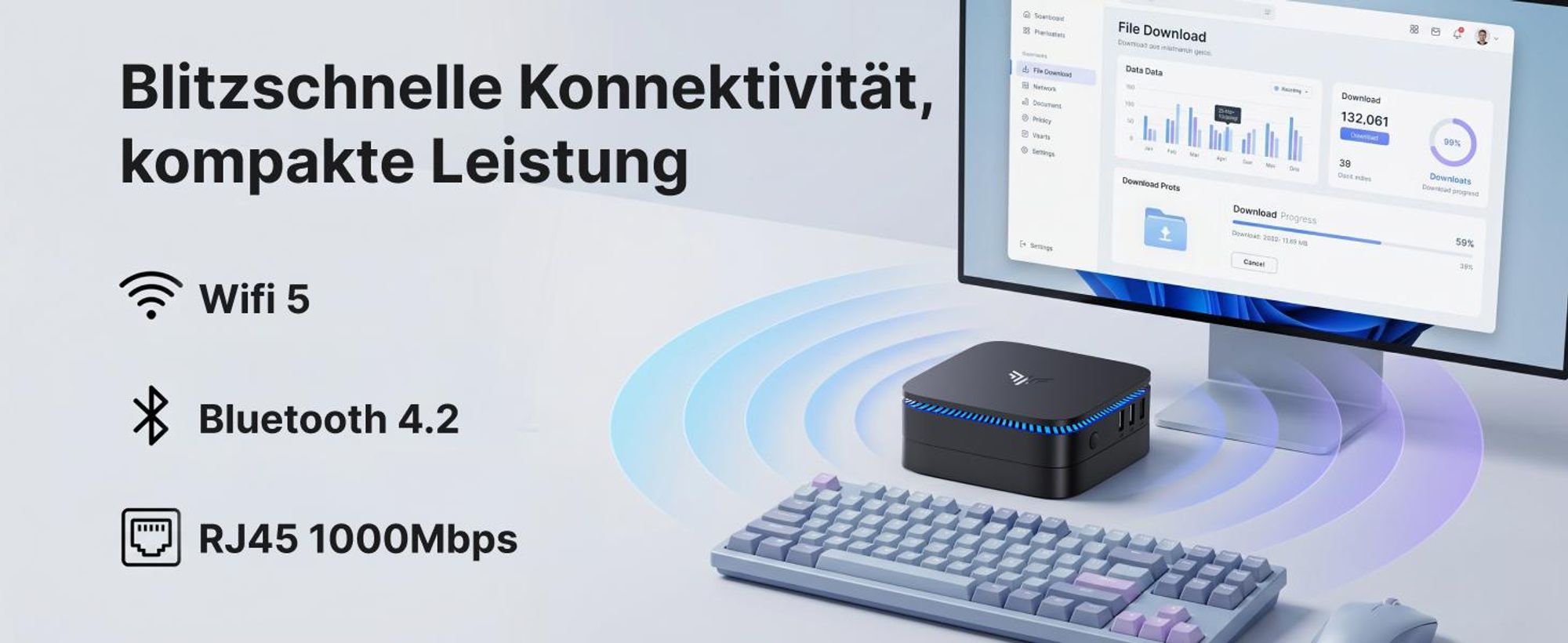 NiPOGi Mini PC Intel Pentium N5030 (bis zu 3,1 GHz) 8GB RAM 256GB SSD met Windows 11 Pro, 4K Dual Display 2× HDMI Mini Desktop PC