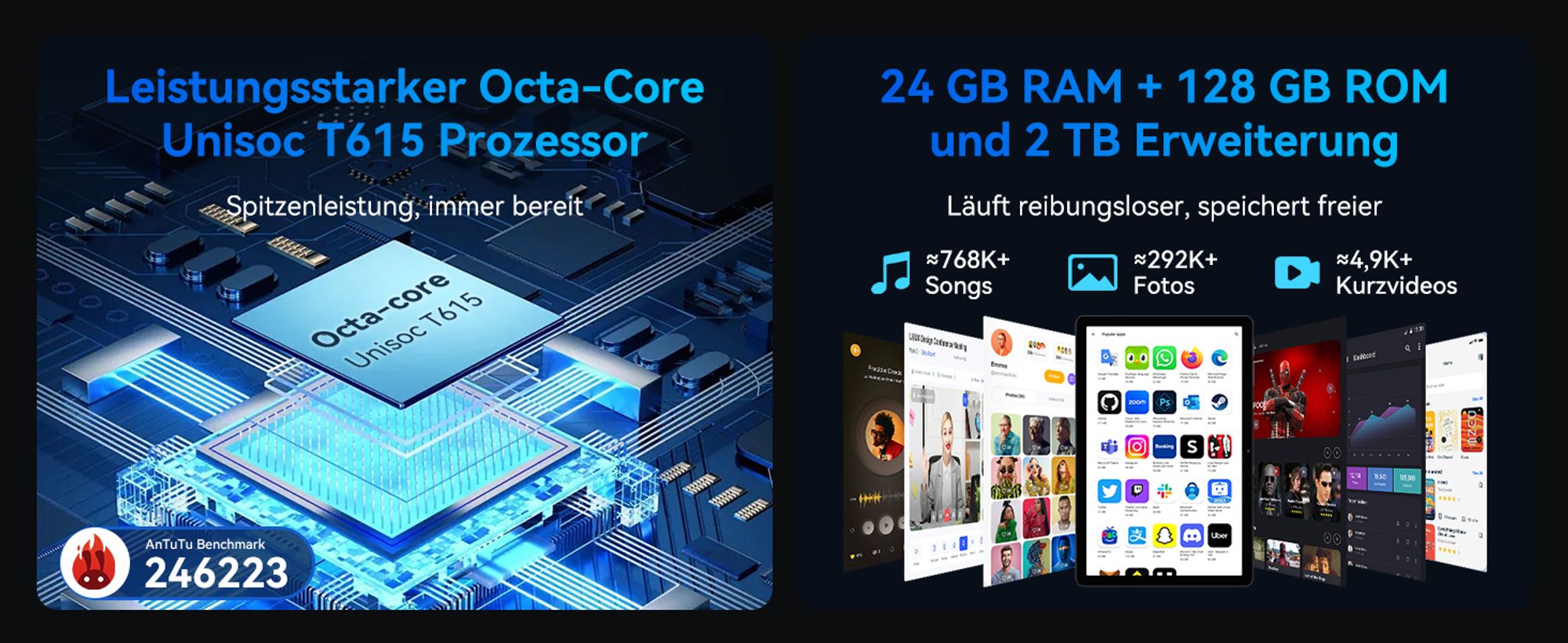 TABWEE T90 Tablet Android 16, 11 Zoll, 24GB (8+16) RAM+128GB ROM(2TB TF), 5G WiFi, mit Stift/Maus/Tastatur, 8000mAh/16MP+8MP/Widevine L1/Gemini AI