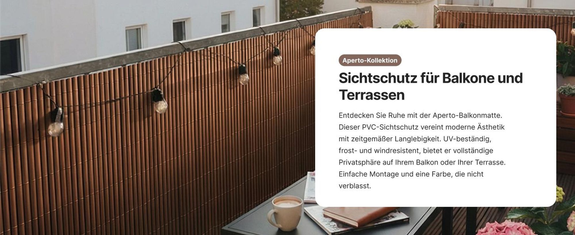 Sichtschutz Balkon, Terrasse, Garten, PVC, Mazovia 100x300 cm Grau, Sturmfest, Ohne Bohren Sichtschutzmatte, Wetterfest und UV-beständig, Ganzjähre