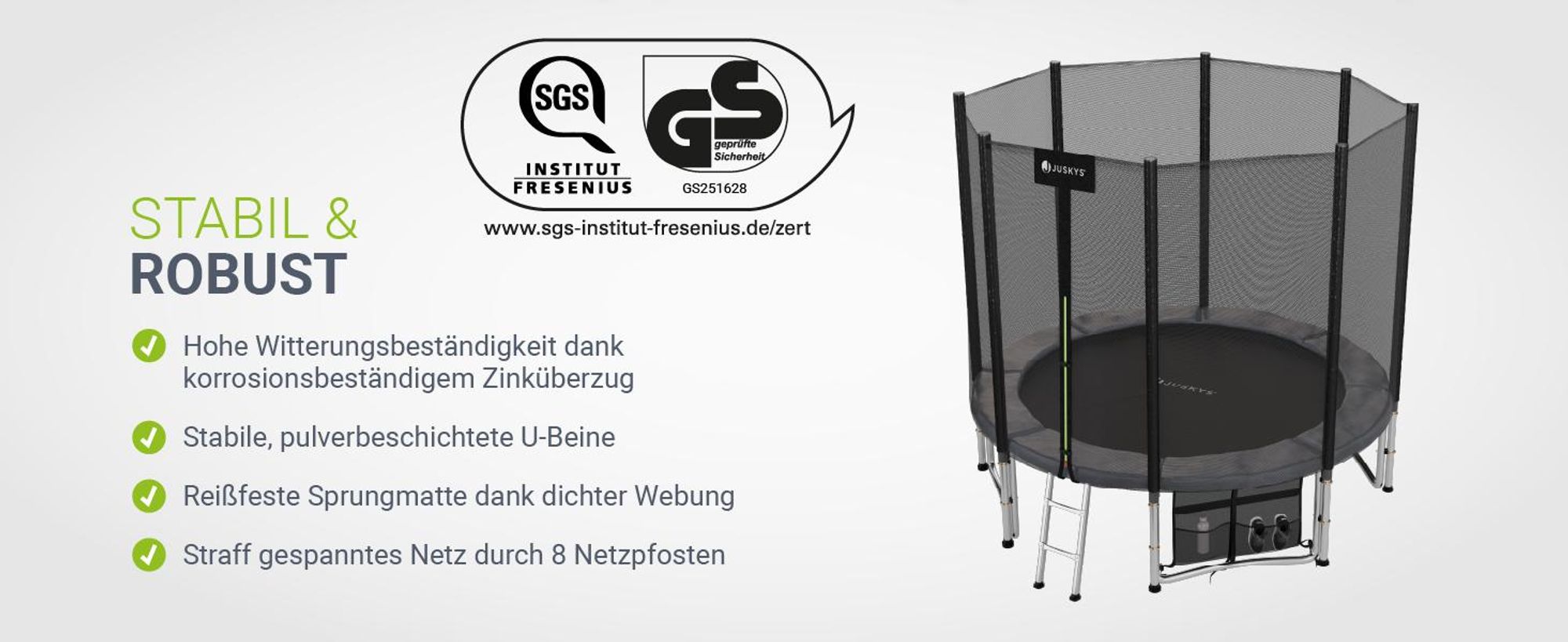 Juskys Trampolin JumpMaster L Ø 305 cm mit Sicherheitsnetz & Leiter