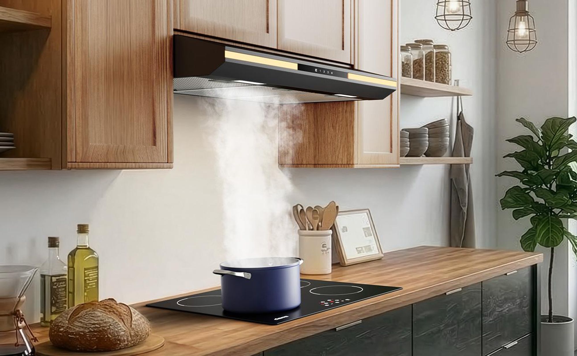 CIARRA Dunstabzugshaube 90cm 300 m³/h Einbau-Dunstabzugshaube SensorTouch 3 Stufen mit LED Leise Abluft & Umluft VM90921B