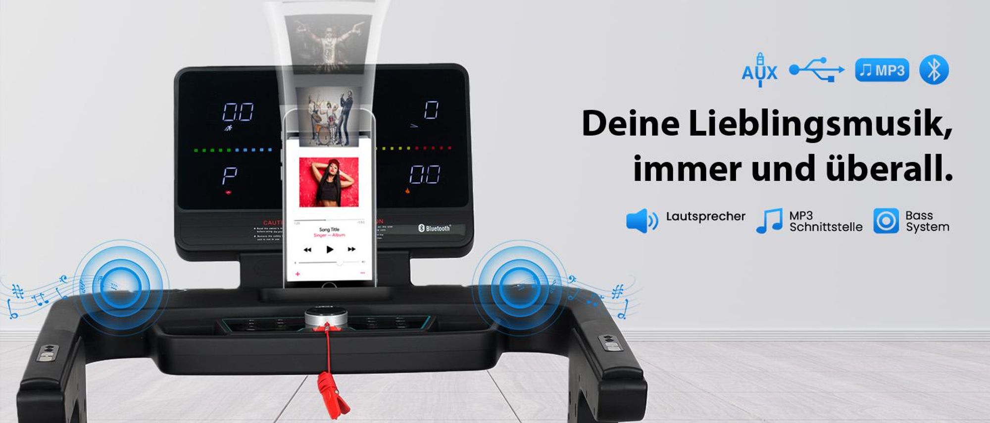 Laufband klappbar AsVIVA T16 Heimtrainer mit Bluetooth bis 18 km/h 18% Steigung bis 150kg für Zuhause