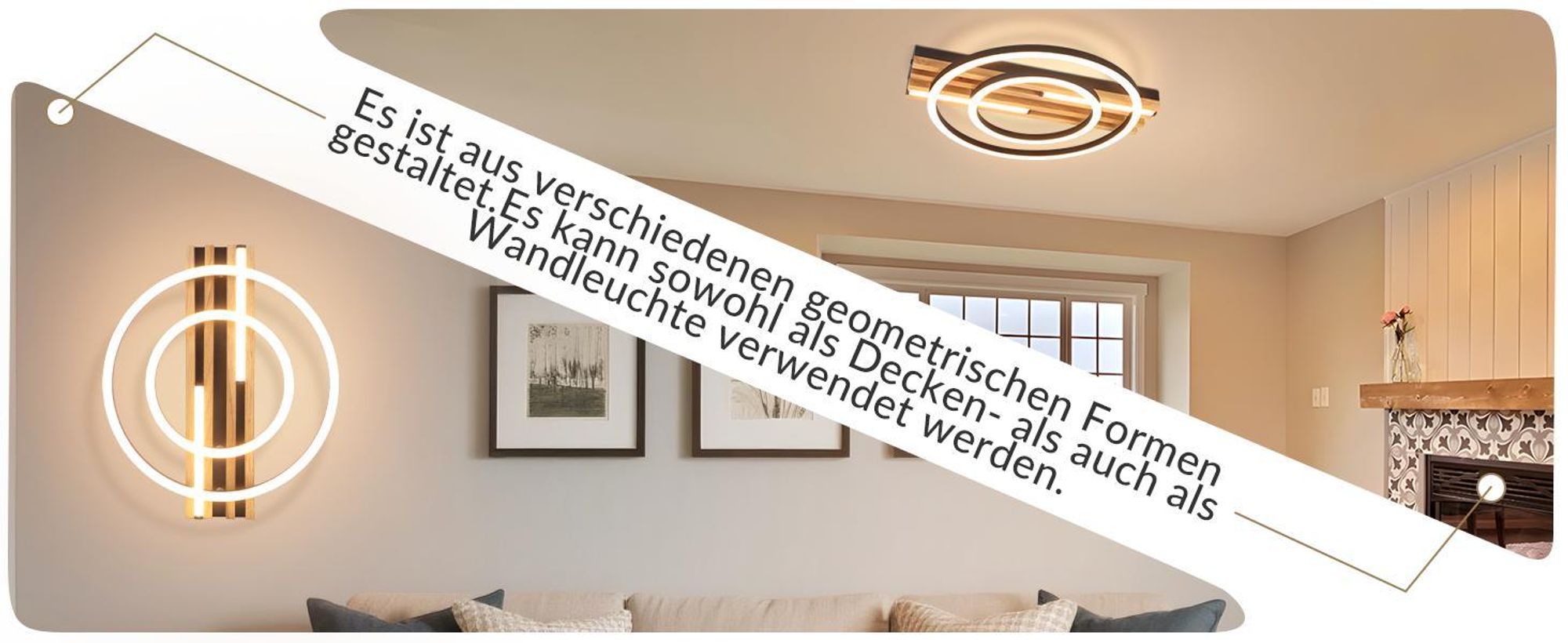 ZMH LED Deckenlamape 34W Holz Deckenleuchte Dimmbar 55CM Schlafzimmer Lampe 2 Ring wohnzimmerlampe Fernbedienung für Schlafzimmer Küche Esszimmer Rund