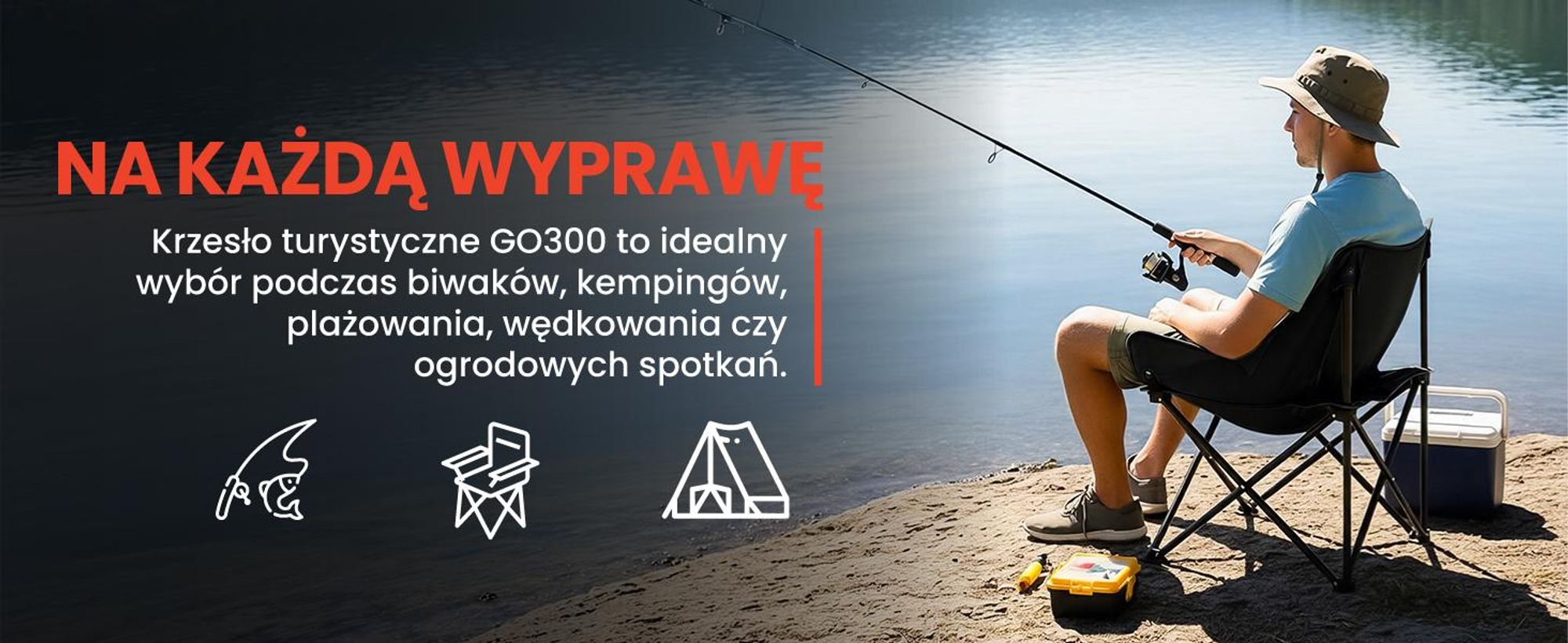 Krzesło turystyczne kempingowe składane czarne do 120 kg