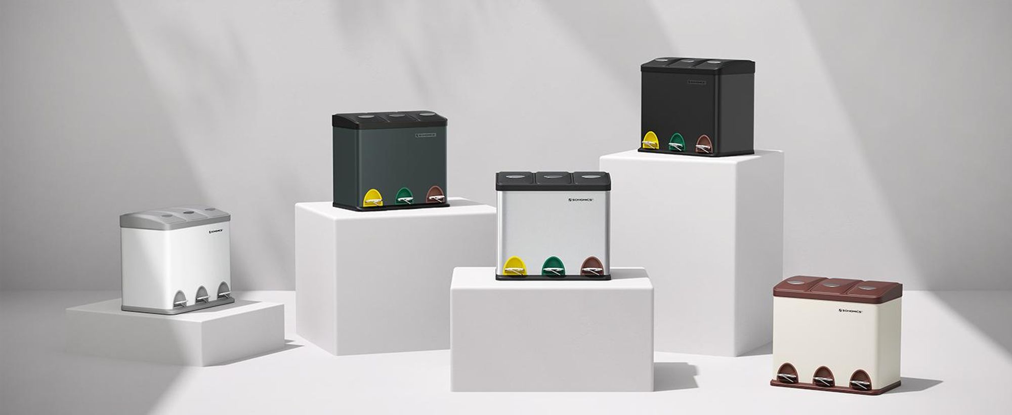 SONGMICS Mülleimer Mülltrennsystem, aus Metall, 24 L, Küche