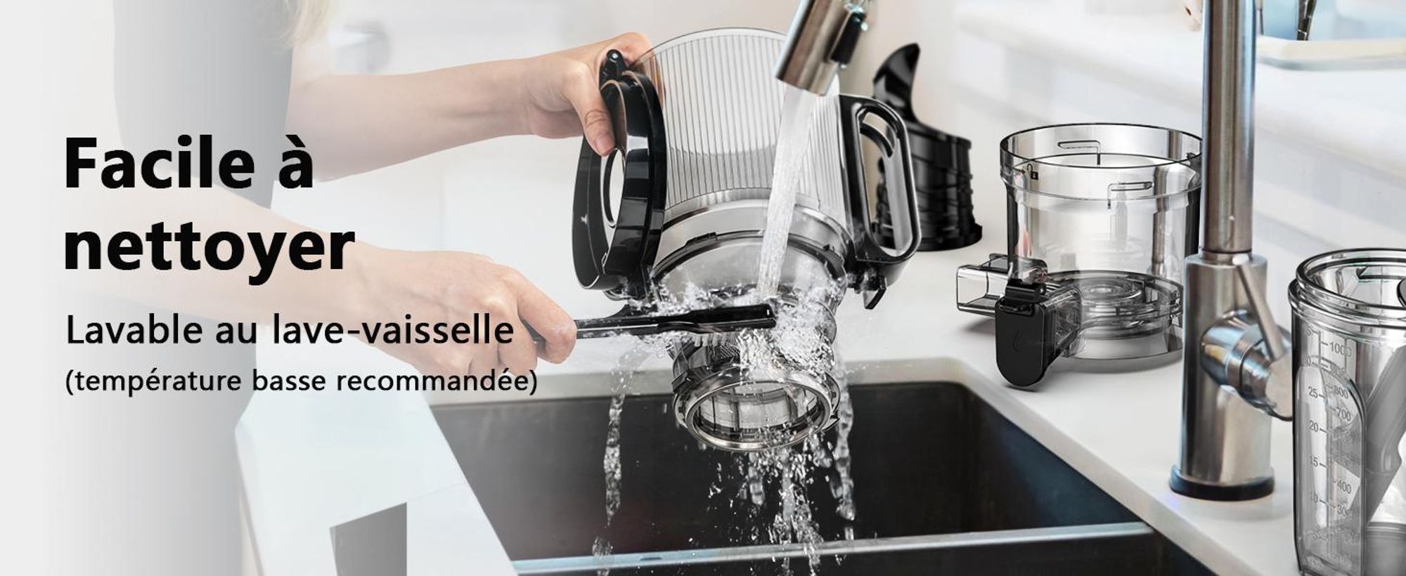 LINKChef SJ-052-EU-BL Centrifugeuse -  250W Puissance 1.8L Grande capacité Pression à froid à vitesse lente (50-65 tr/min) - Noir