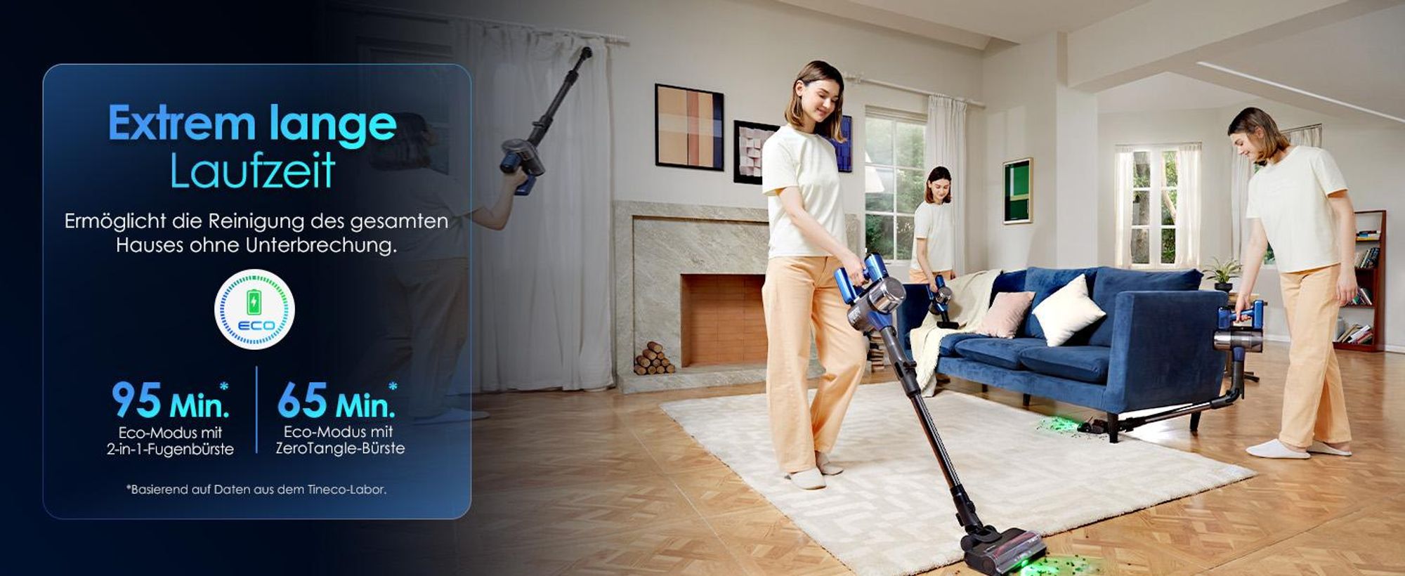 Tineco PURE ONE S50 Pro Akku Staubsauger, 200AW Saugleistung, iLoop, bis zu 95 Min. ZeroTangle-Bürste Handstaubsauger für Großschmutz sowie Tierhaare