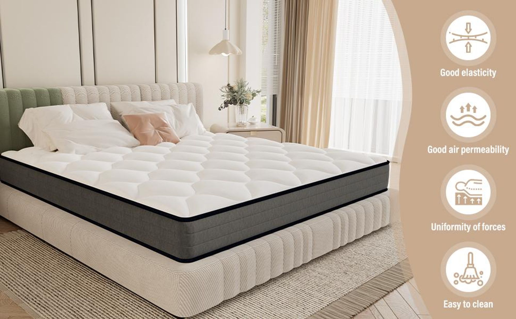 DEWINNER Matratze 140 x 200 cm- Ergonomische Matratze, atmungsaktiv, ultraweich und komfortabel, hohe Rückstellkraft, Federkernmatratze, Höhe 20 cm