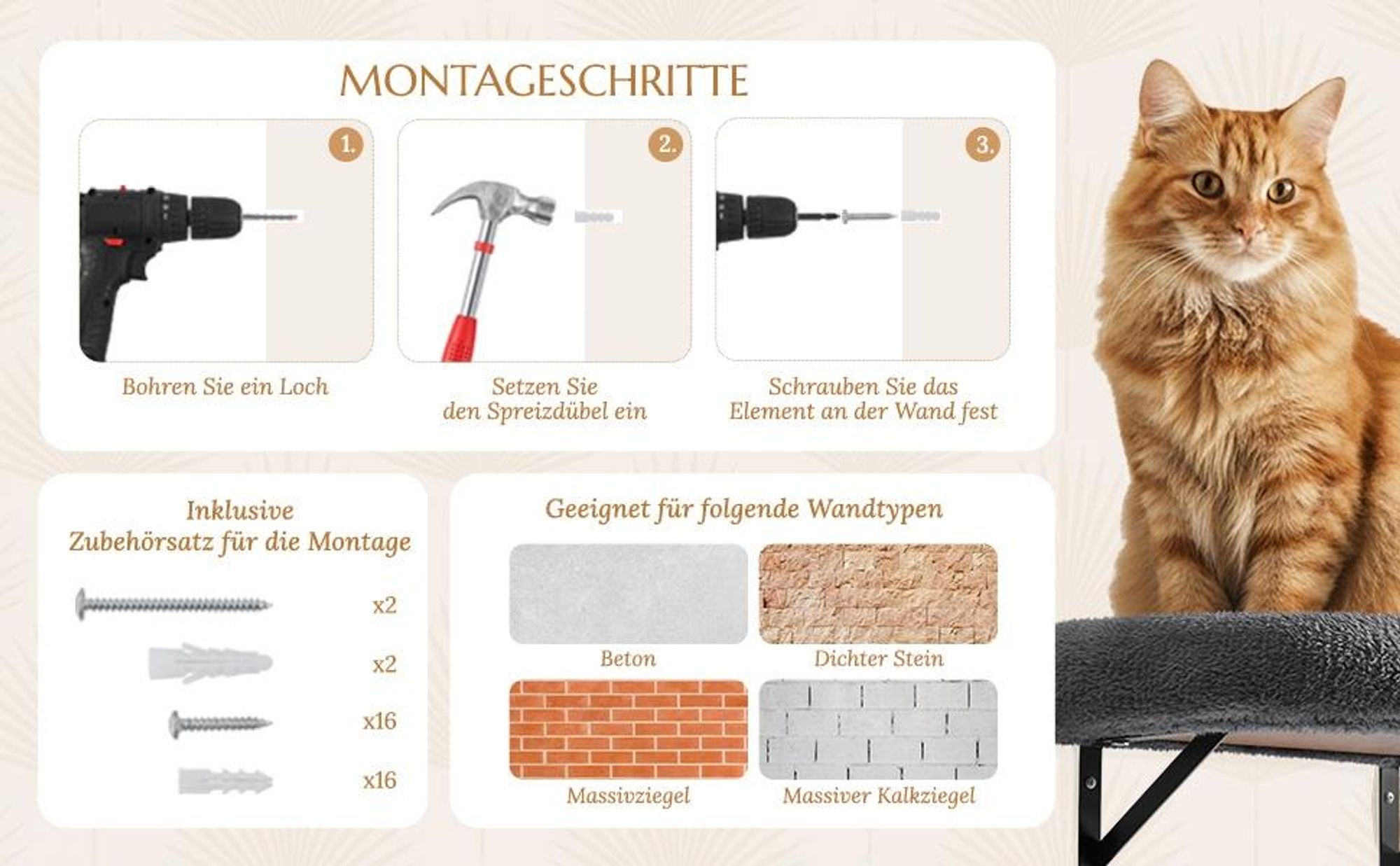 Yaheetech Katzen Kletterwand, 4er Set, inkl. Katzenhöhle Katzenliege Plattformen Kratzbrett & Katzenkorb, Dunkelgrau