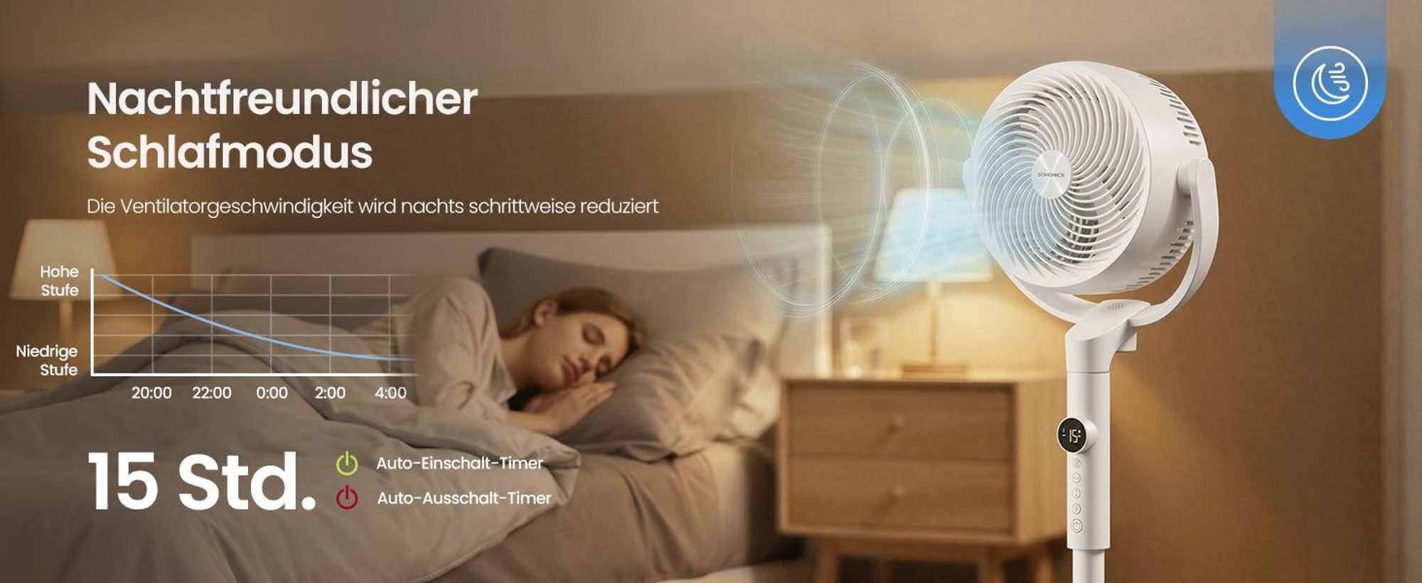 SONGMICS Standventilator mit Fernbedienung, höhenverstellbar, 15 Geschwindigkeiten, Oszillation, Timer, leise, weiß