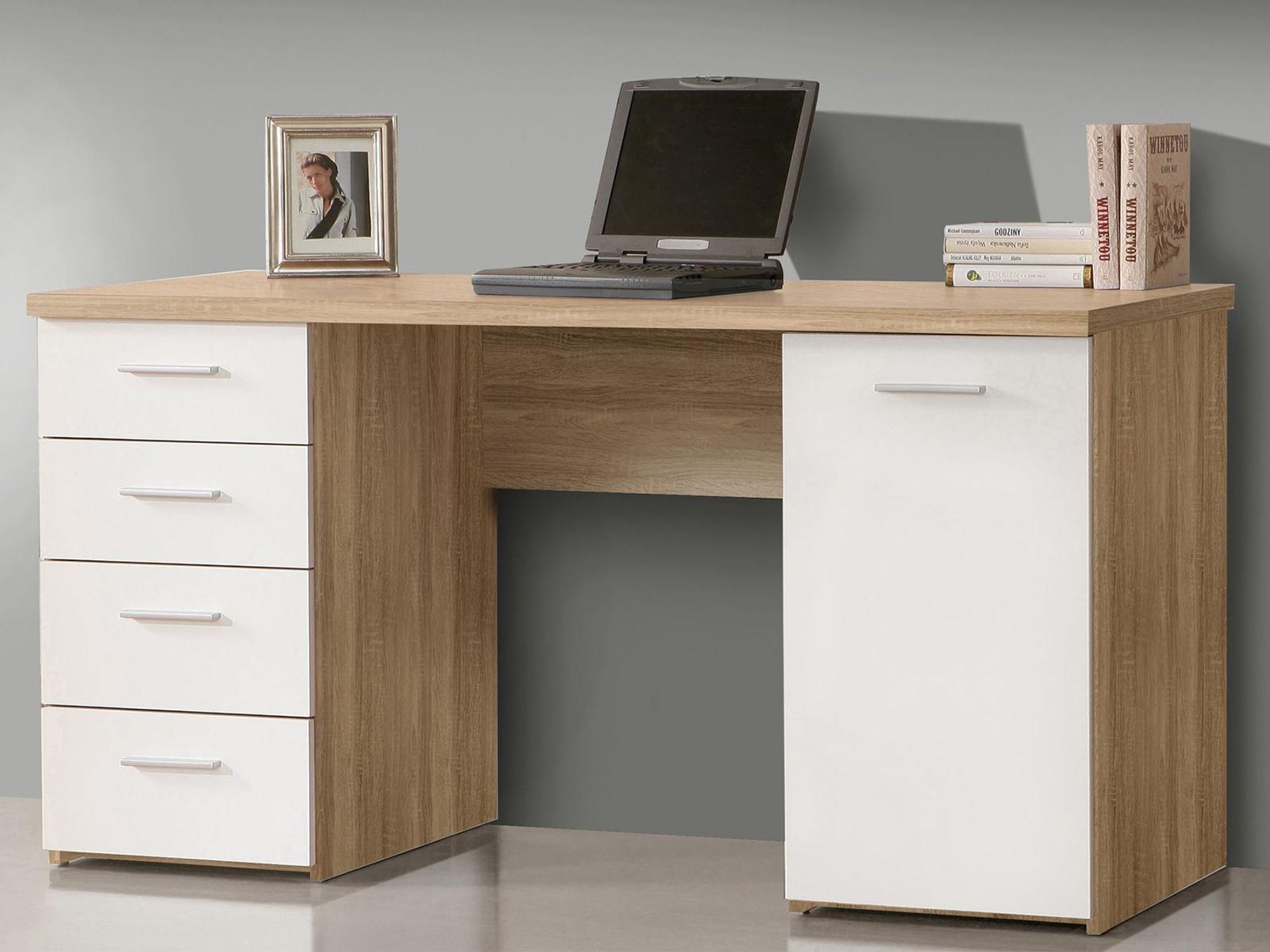 Schreibtisch "Balu I" – moderner Arbeitsplatz mit viel Stauraum und kompakter Breite von 145 cm