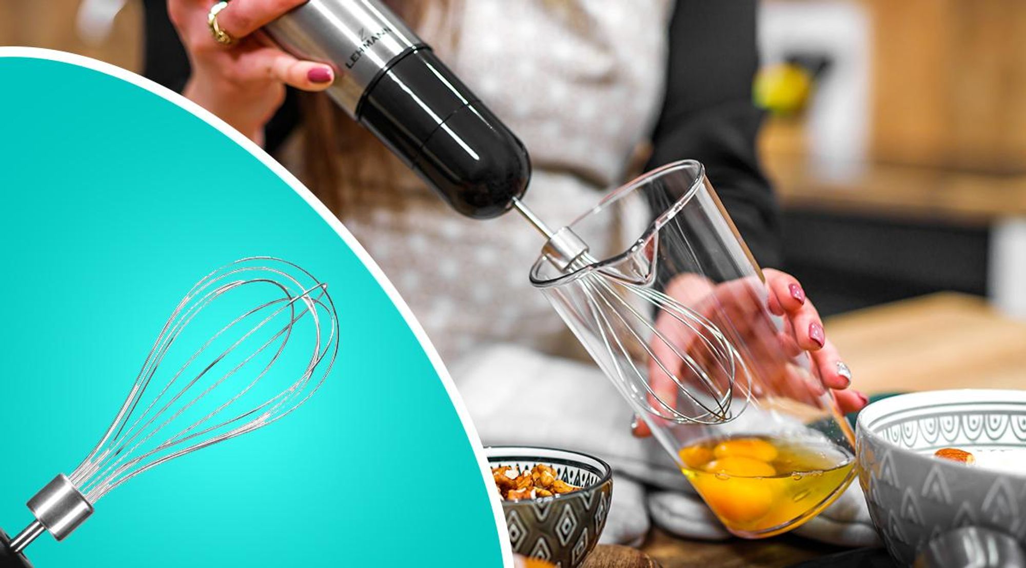 LEHMANN 9in1 Stabmixer Set en Acier Inoxydable, 1200W, Turbofunktion und Geschwindigkeitsregelung