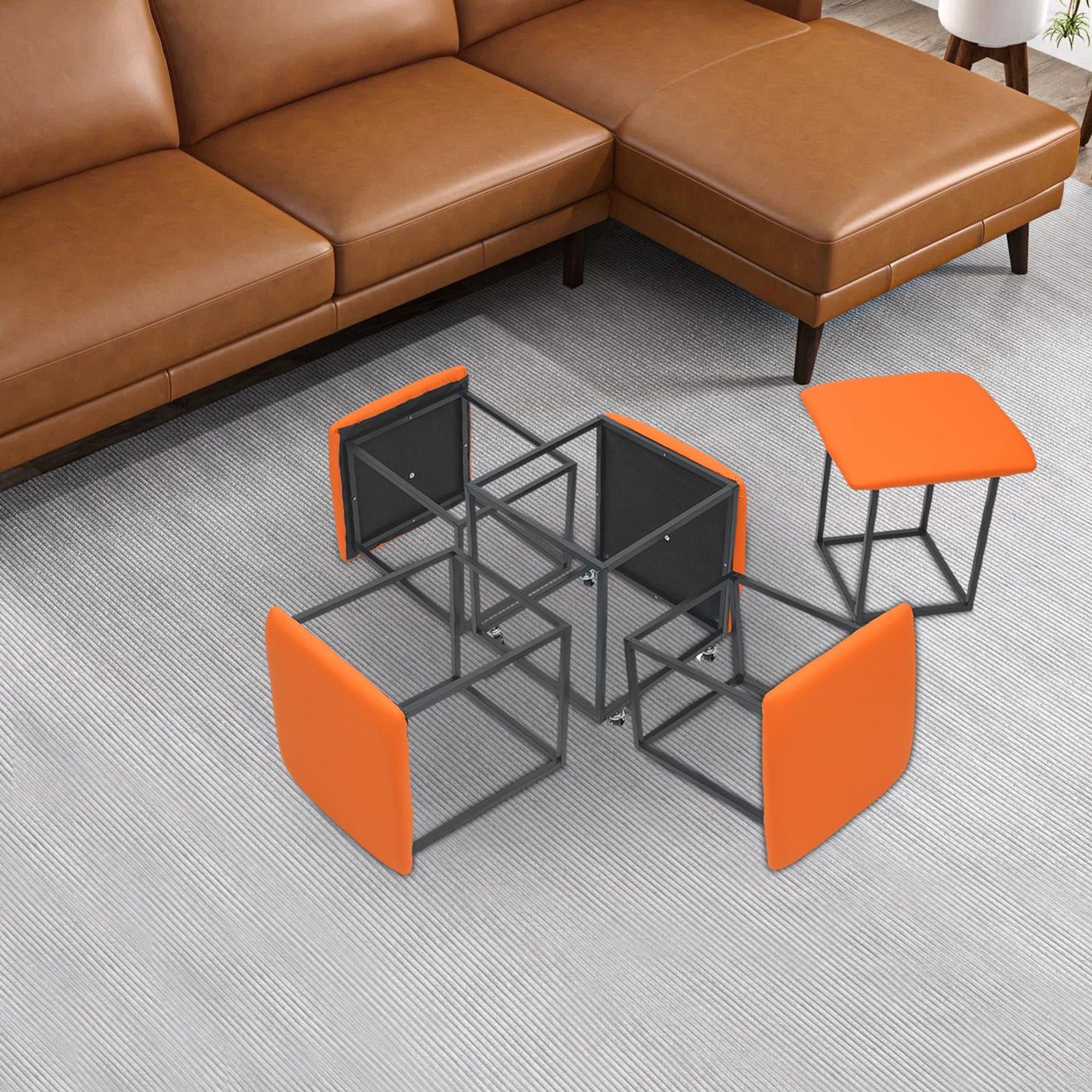 Multifunktionaler Sofahocker, 5-in-1-Sofahocker, Stapelbarer Kombinationshocker, Kunststoffhocker, Sofa-Hocker