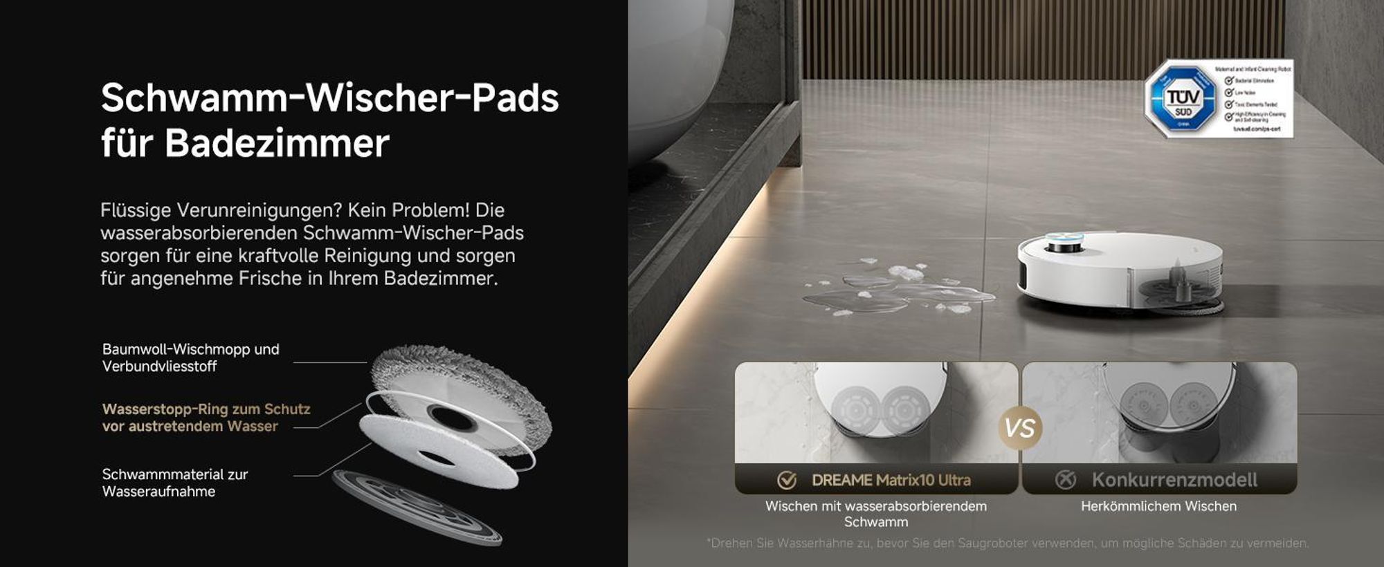 Dreame Matrix 10 Ultra Roboter Staubsauger und Bodenwischer,30kPa,Mehrfach-Moppschaltung,KI-Hindernisvermeidung,Anti-Tangle,100℃ Selbstreinigung,Weiß