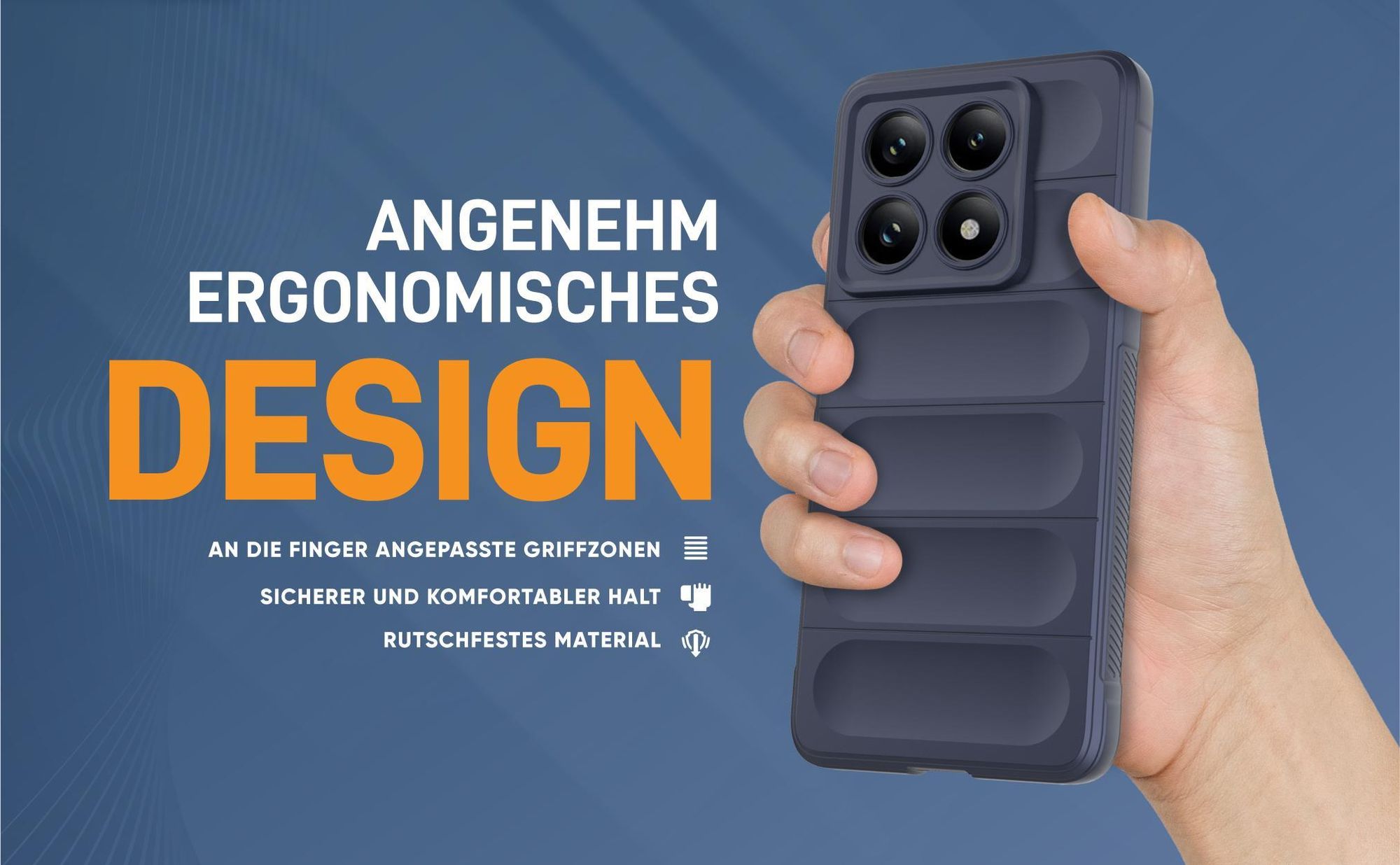 Blaue rutschfeste Hülle für Xiaomi 14T Pro mit weichem Mikrofaser Inlay