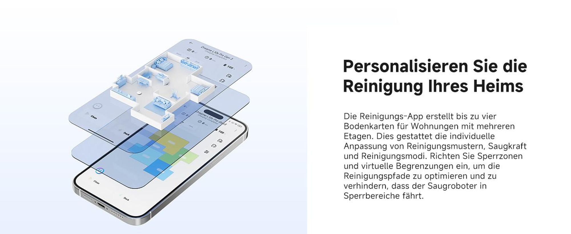 Dreame L10s Pro Gen3 Roboter Saugroboter Mit Wischfunktion,13000Pa Saugleistung,Intelligentes DuoScrub-Mop,7mm Auto-Lift,Teppichreinigung,5200mAh,Weiß
