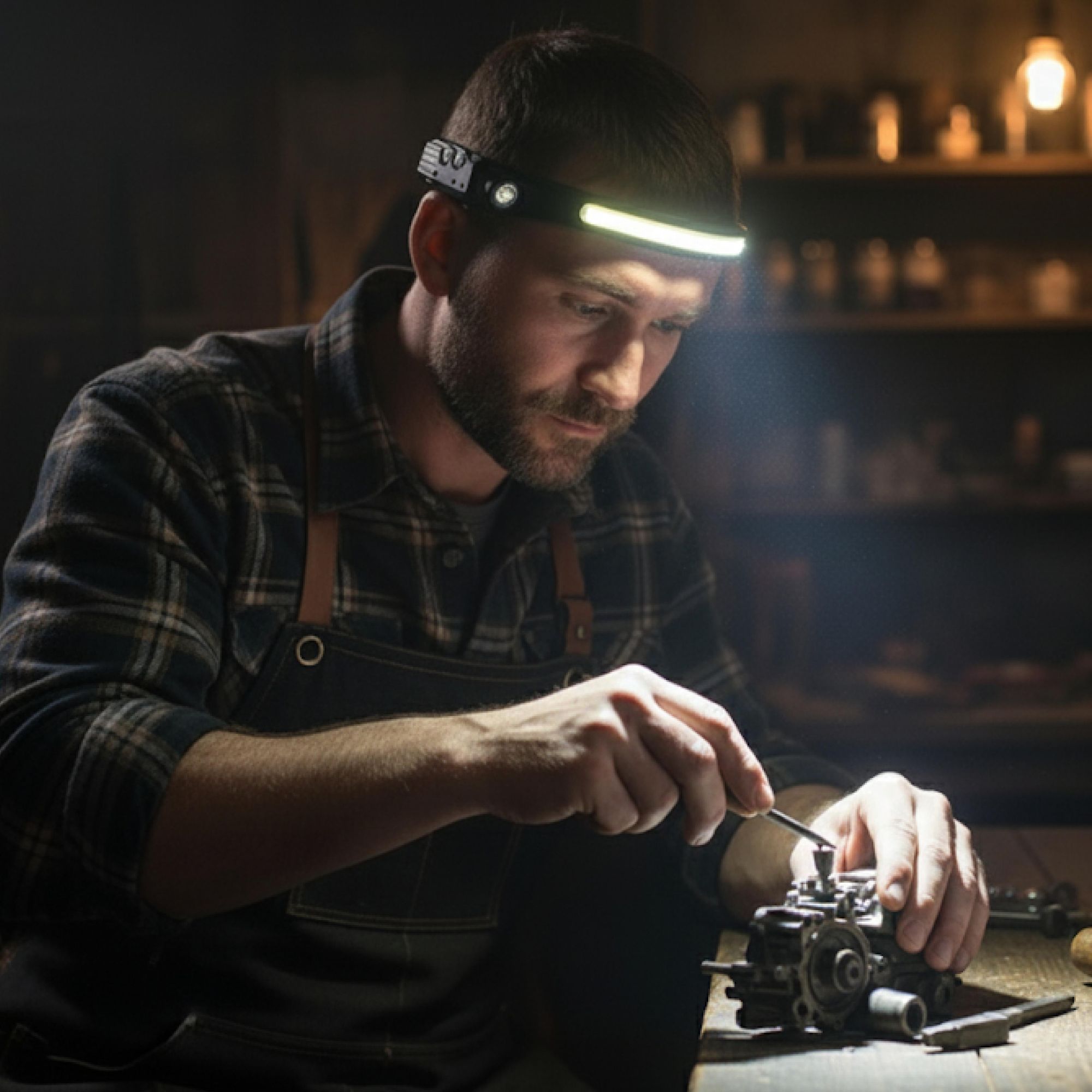 LED Stirnlampe USB-C wiederaufladbar, 270° COB Stirnleuchte mit Bewegungssensor, IPX4 wasserdicht für Joggen & Camping, EVI TECH LightCore 1200mAh