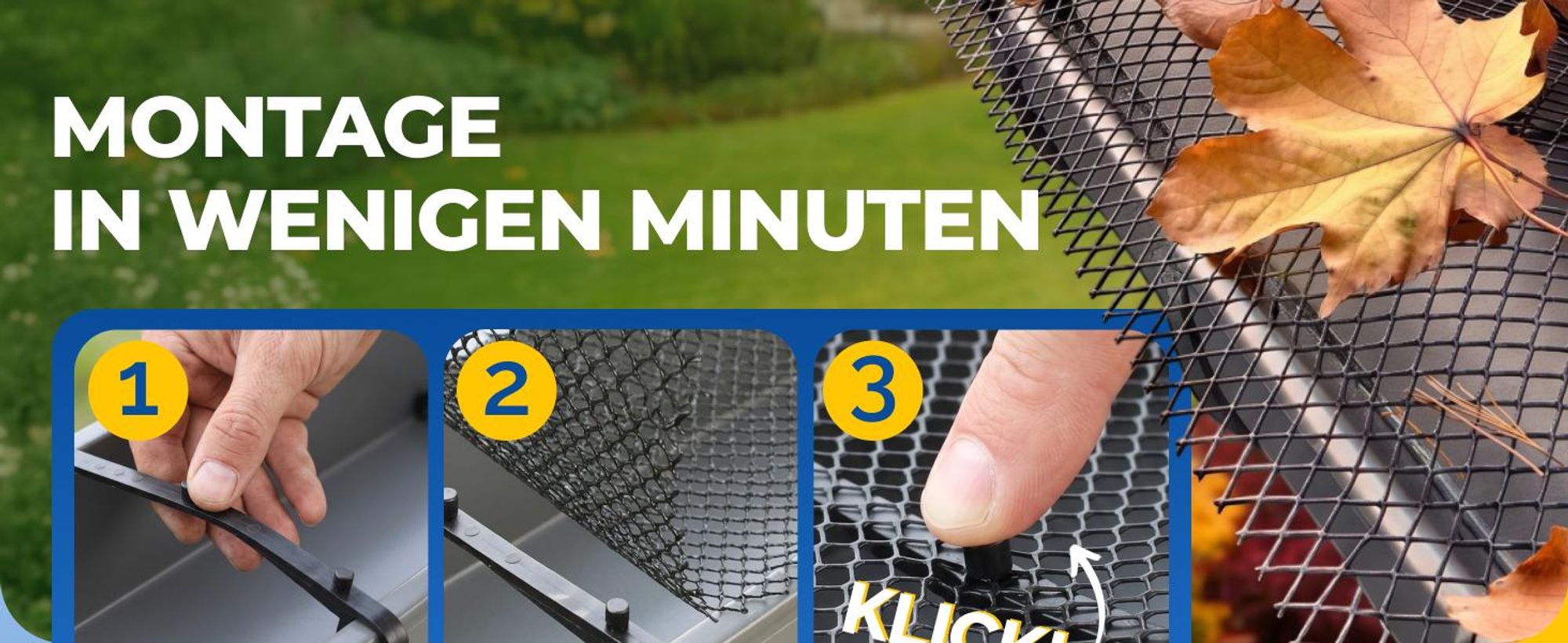MONZANA® Dachrinnenschutz 7m inkl. 16 Befestigungsclips wetterfest Laubschutz Regenrinne Laubfang zuschneidbar schwarz
