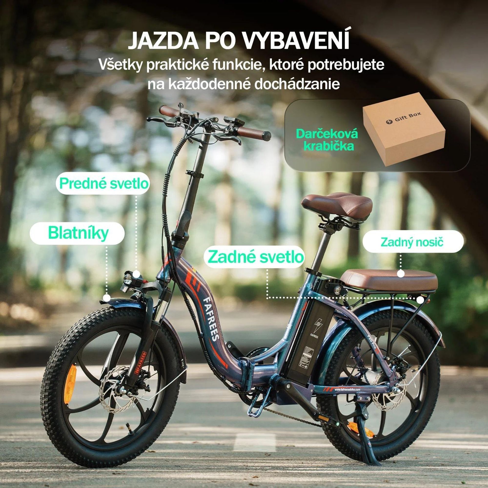 E-bike FAFREES F20 Pro - Motor 250W Batéria 36V20Ah Pneumatiky 20" Mechanická Kotúčová Brzdy - Oslnivá Modrá