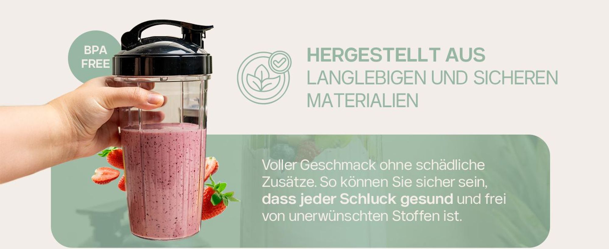 4Swiss NB102 Smart Blender Standmixer – 1000W Hochleistungsmixer, Smoothie Maker Set inkl. Becher & To-Go Deckel, 6-fach Edelstahlklinge, Ice Crusher