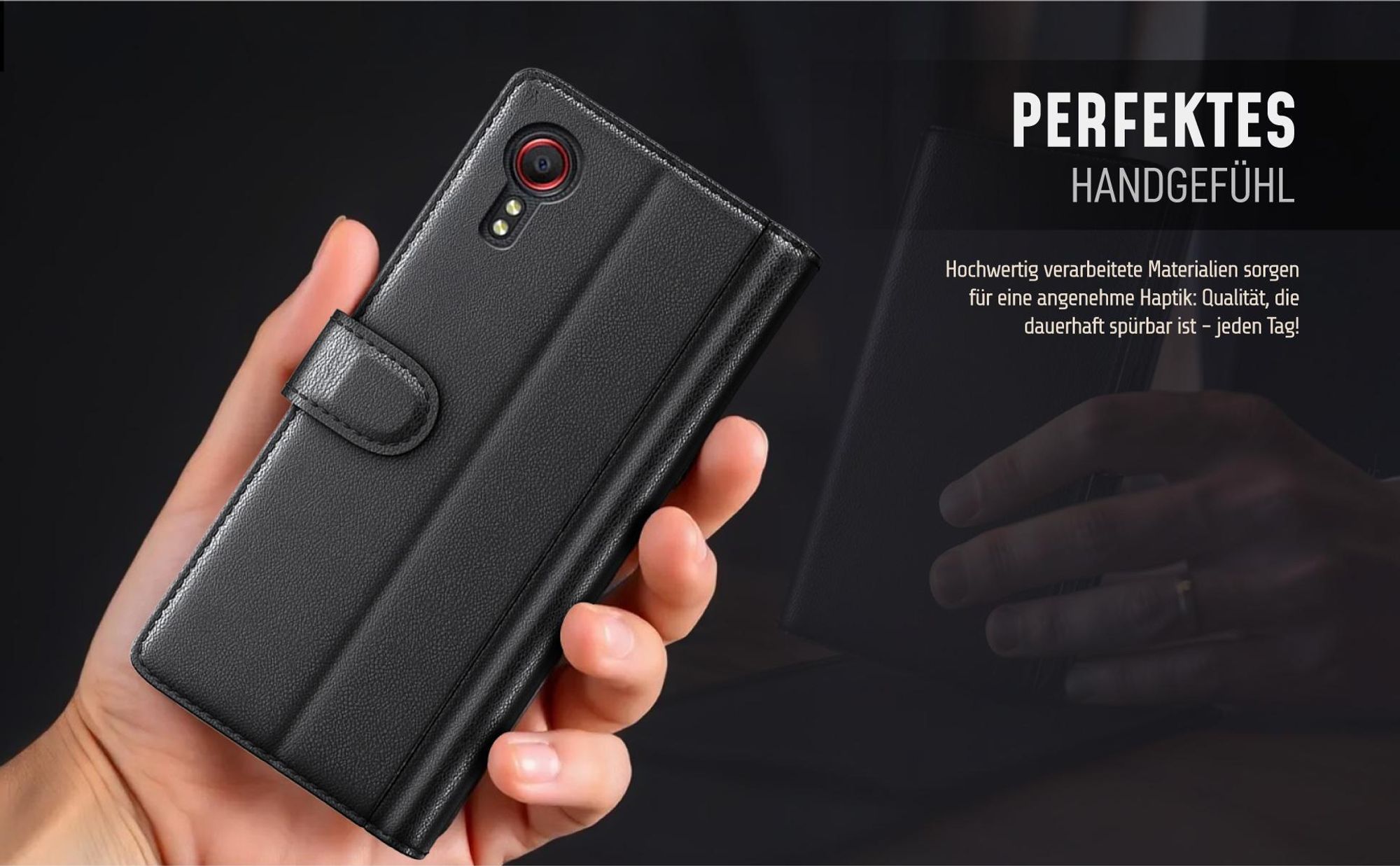 Smartphone Hülle für Samsung Galaxy Xcover7 aus echtem Leder in hochwertiger Verarbeitung
