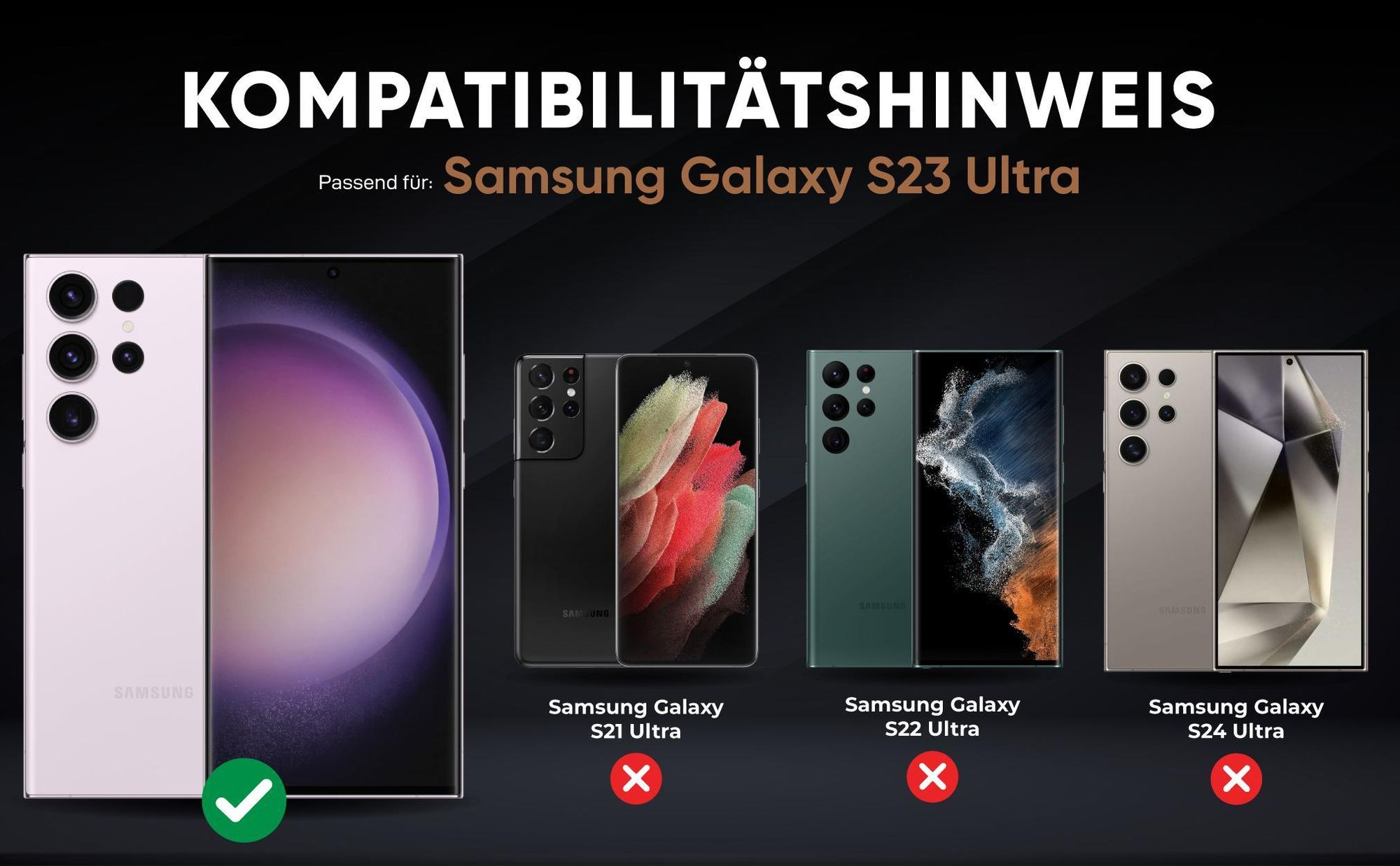 Kompatibilitätshinweise Hülle für Samsung Galaxy S23 Ultra