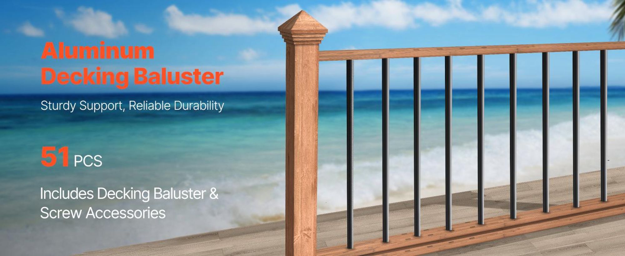 VEVOR Treppen Metall Baluster, 3/4'' Rund x 32'' Lang Aluminium Dekorative Geländer Spindeln, 101er Pack Deck Baluster mit Schrauben, Klassische Hohl Deck Geländer Satin Schwarz Pulverbeschichtet für Veranda, 51 Stück-81,3 cm