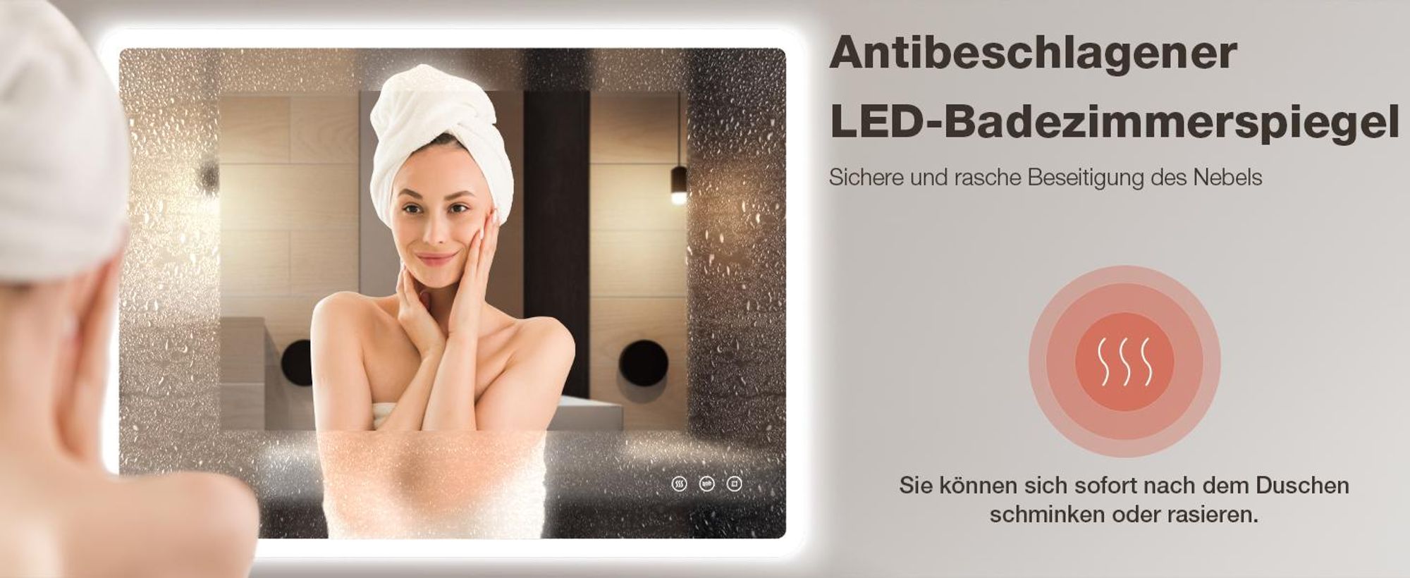 GIMBELEN Badezimmerspiegel Led Badspiegel 80x60 cm, Rechteckig, Touch-Schalter, Dimmbar, 3 Lichtfarbe Einstellbare Spiegel Bad mit Beleuchtung, Vertik