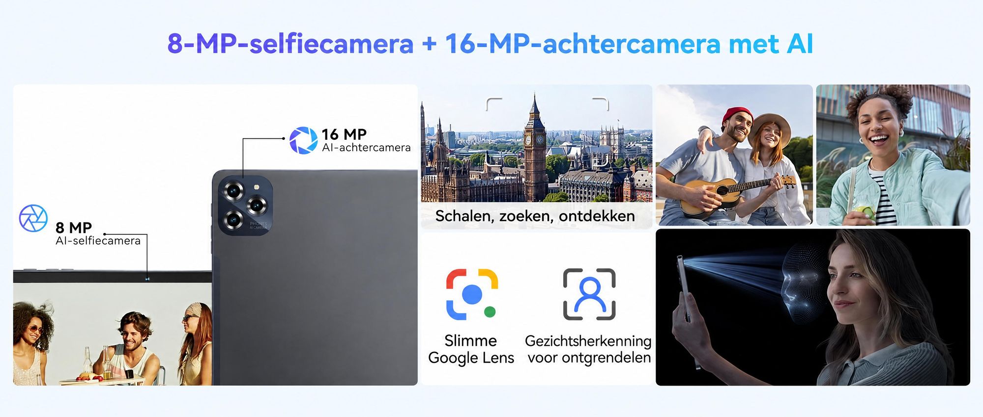 KINGRID W90-tablet met 4G LTE, 5G-wifi, 11-inch FHD+-scherm, Android 15, 8000 mAh, Gemini AI, 24 GB + 256 GB, uitbreidbare opslag tot 4 TB,1080p