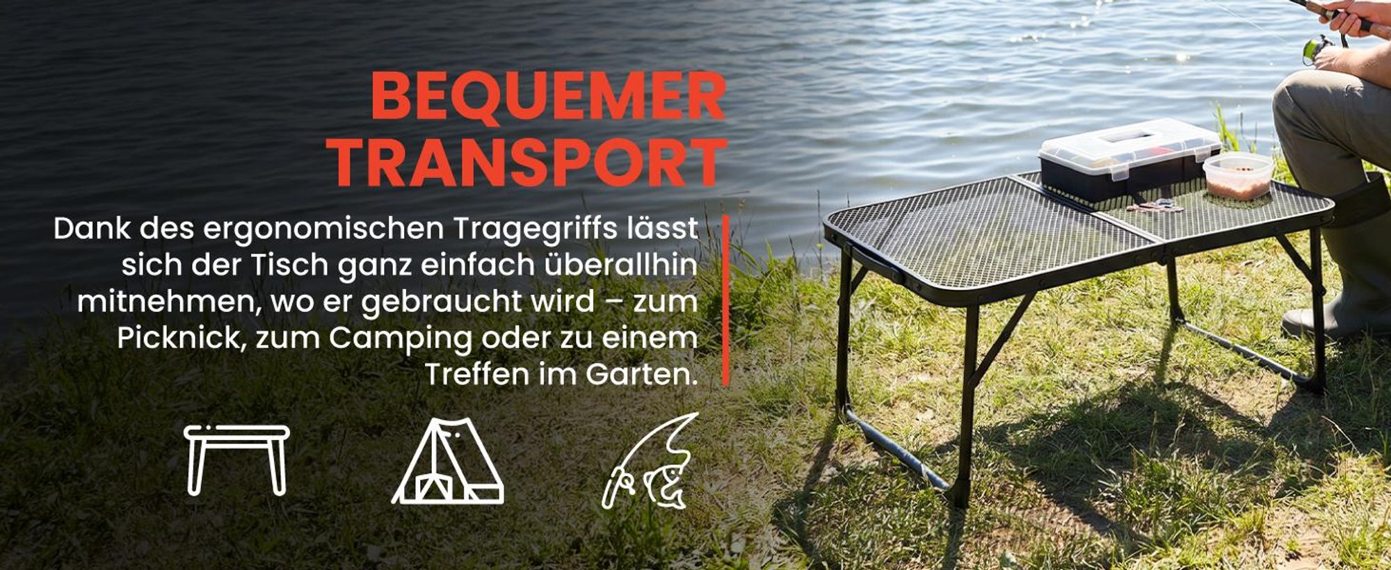 Campingtisch Klapptisch in Aluminium Gartentisch FLIP 60*40cm mit Koffer Schwarz