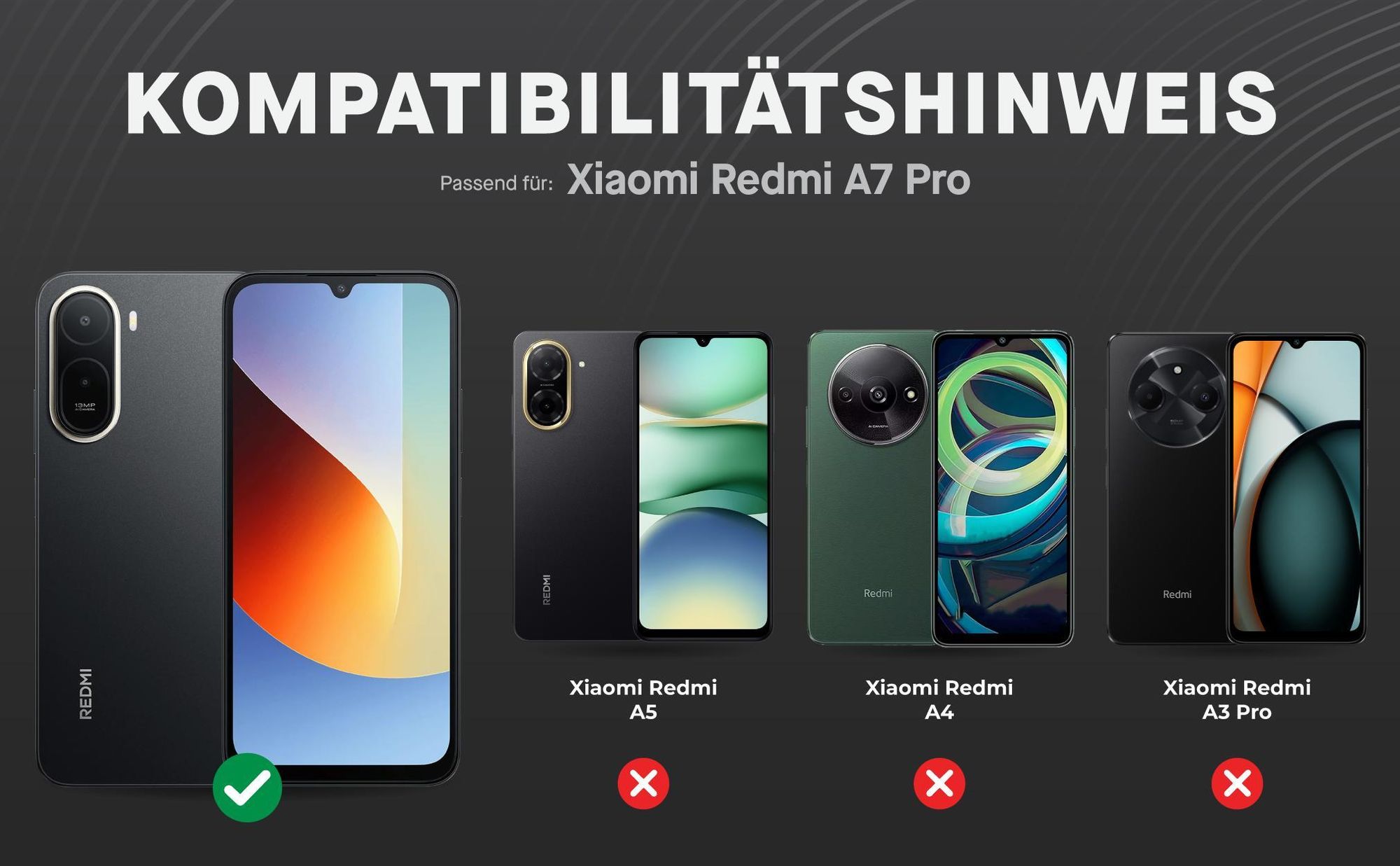 Kompatibilitätshinweise Displayglas für Xiaomi Redmi A7 Pro